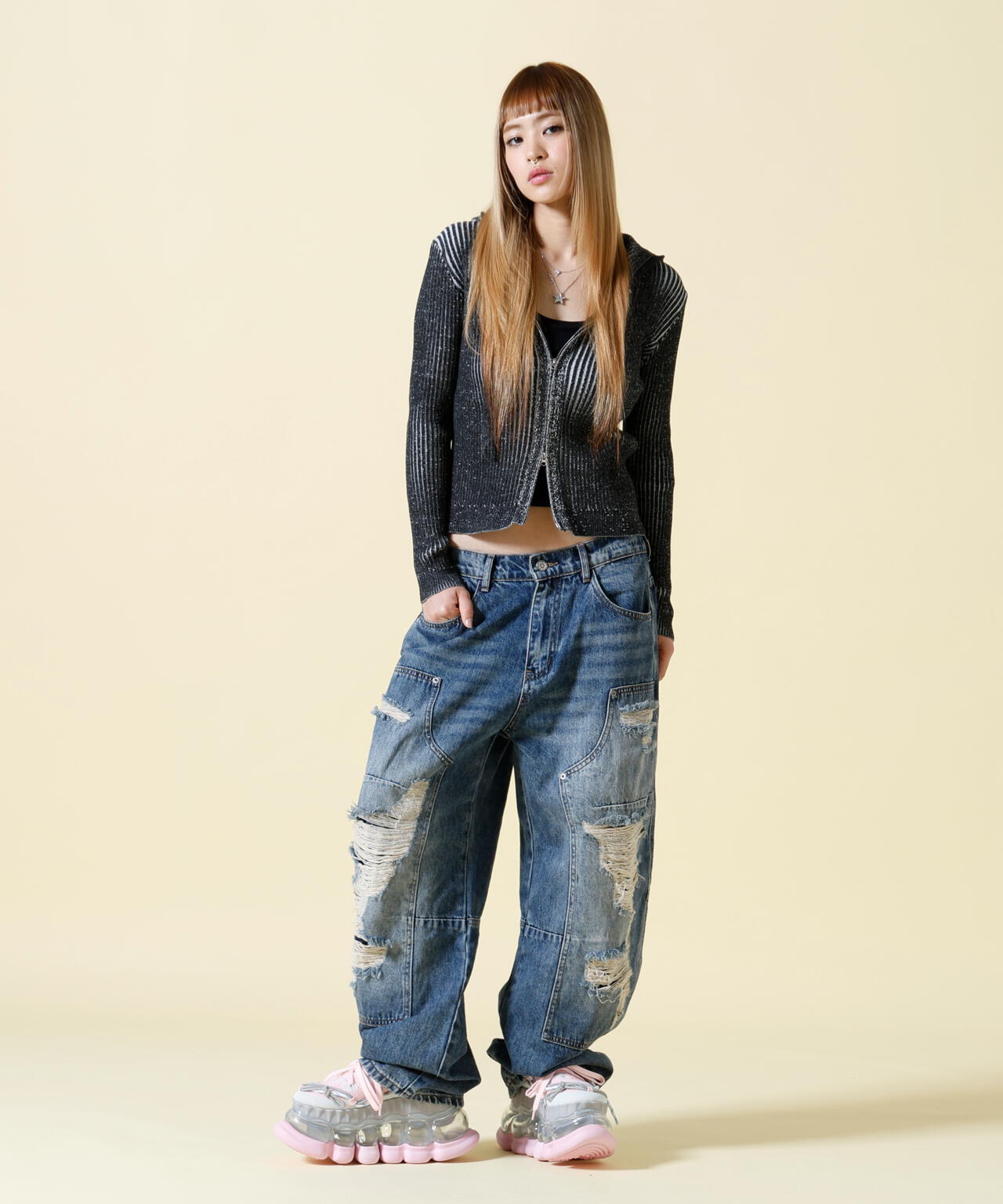 SIS/エスアイエス/Double Knee Damage Denim Pants | L.H.P