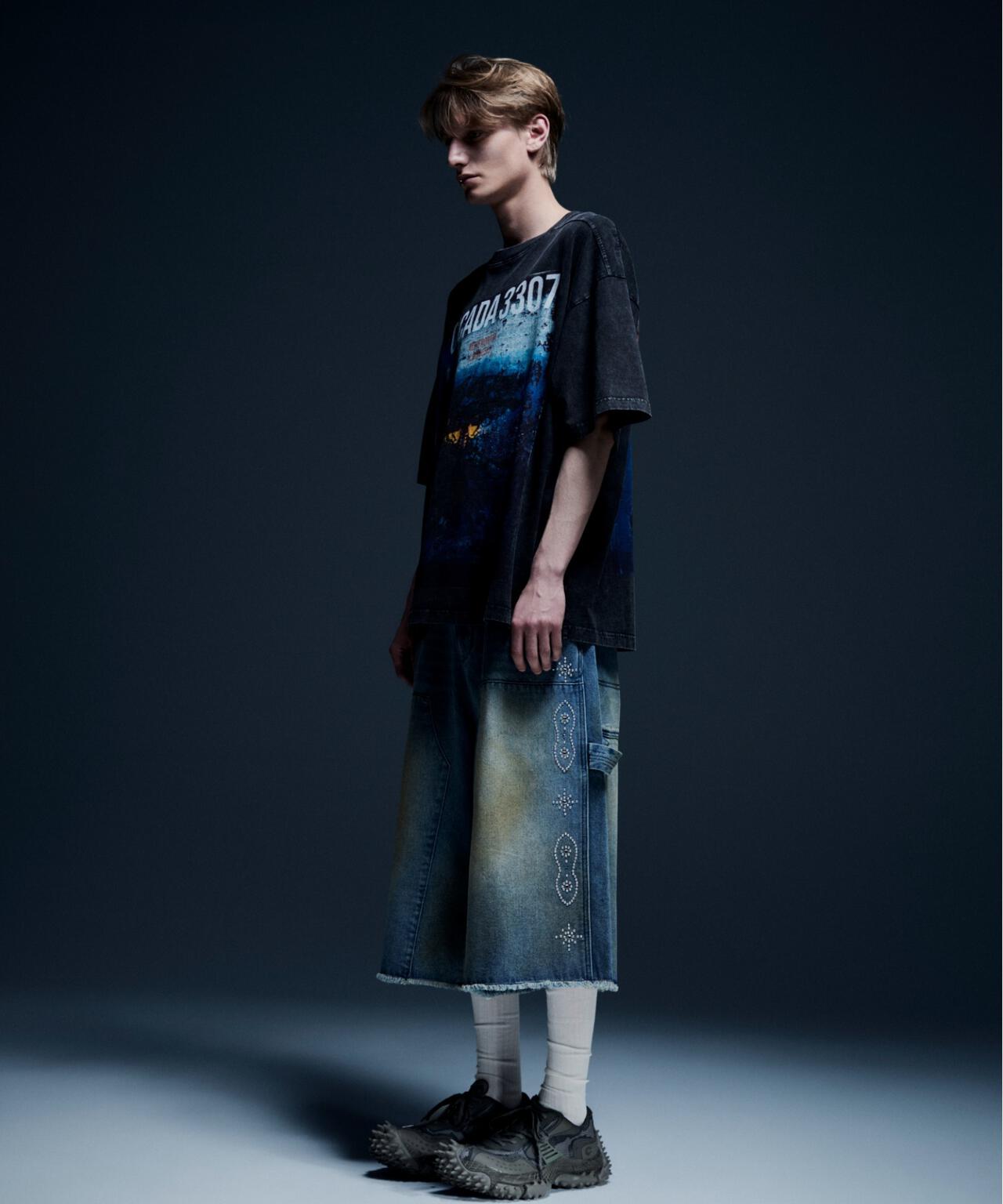 DankeSchon/ダンケシェーン/STUDS W-KNEE SHORTS DENIM | L.H.P