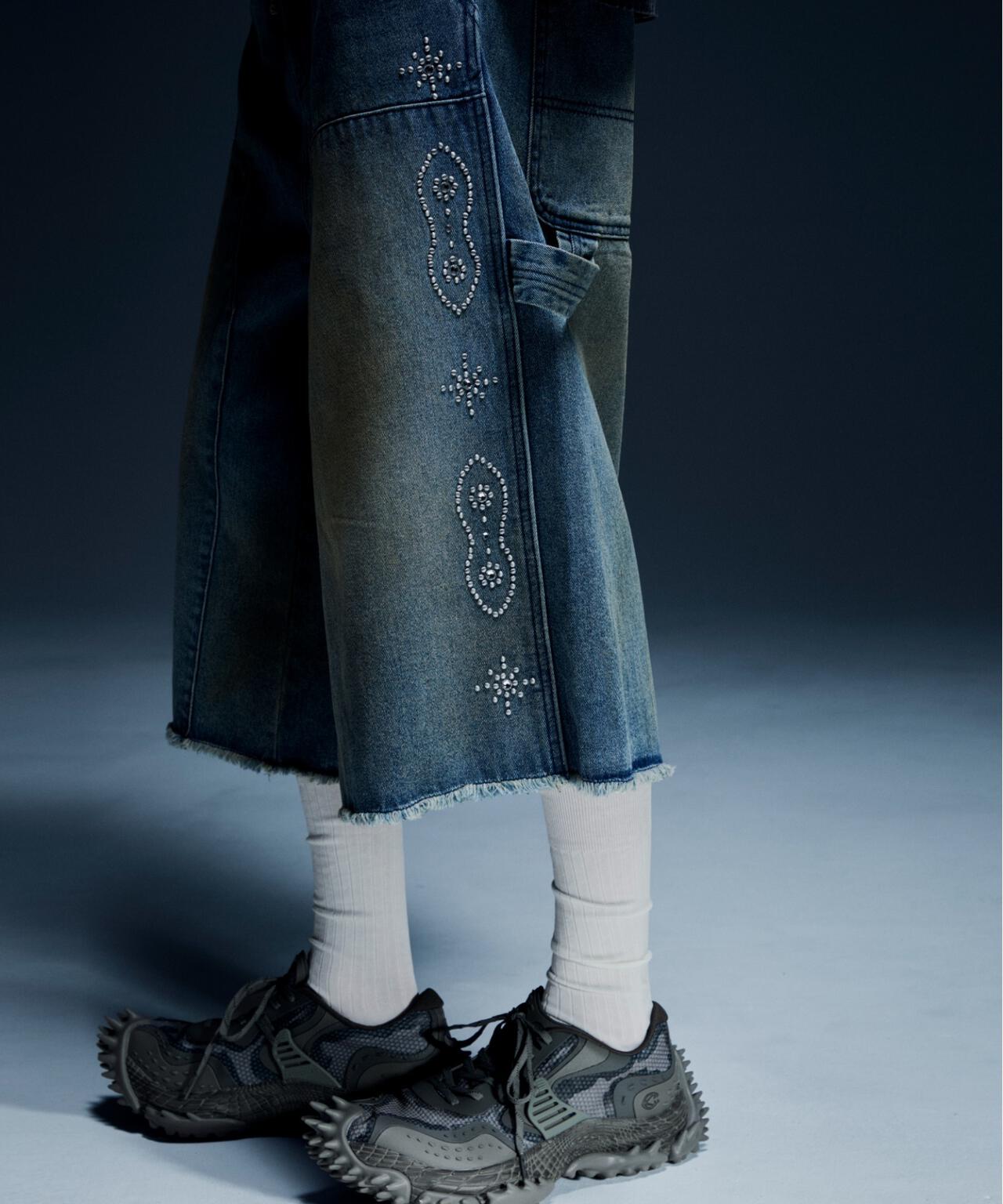 DankeSchon/ダンケシェーン/STUDS W-KNEE SHORTS DENIM | L.H.P
