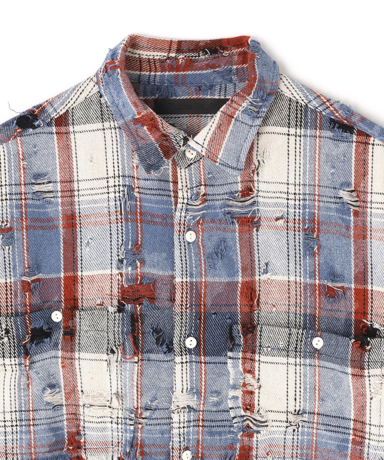 DankeSchon/ダンケシェーン/DAMAGE CAMO CHECK L/S SHIRTS