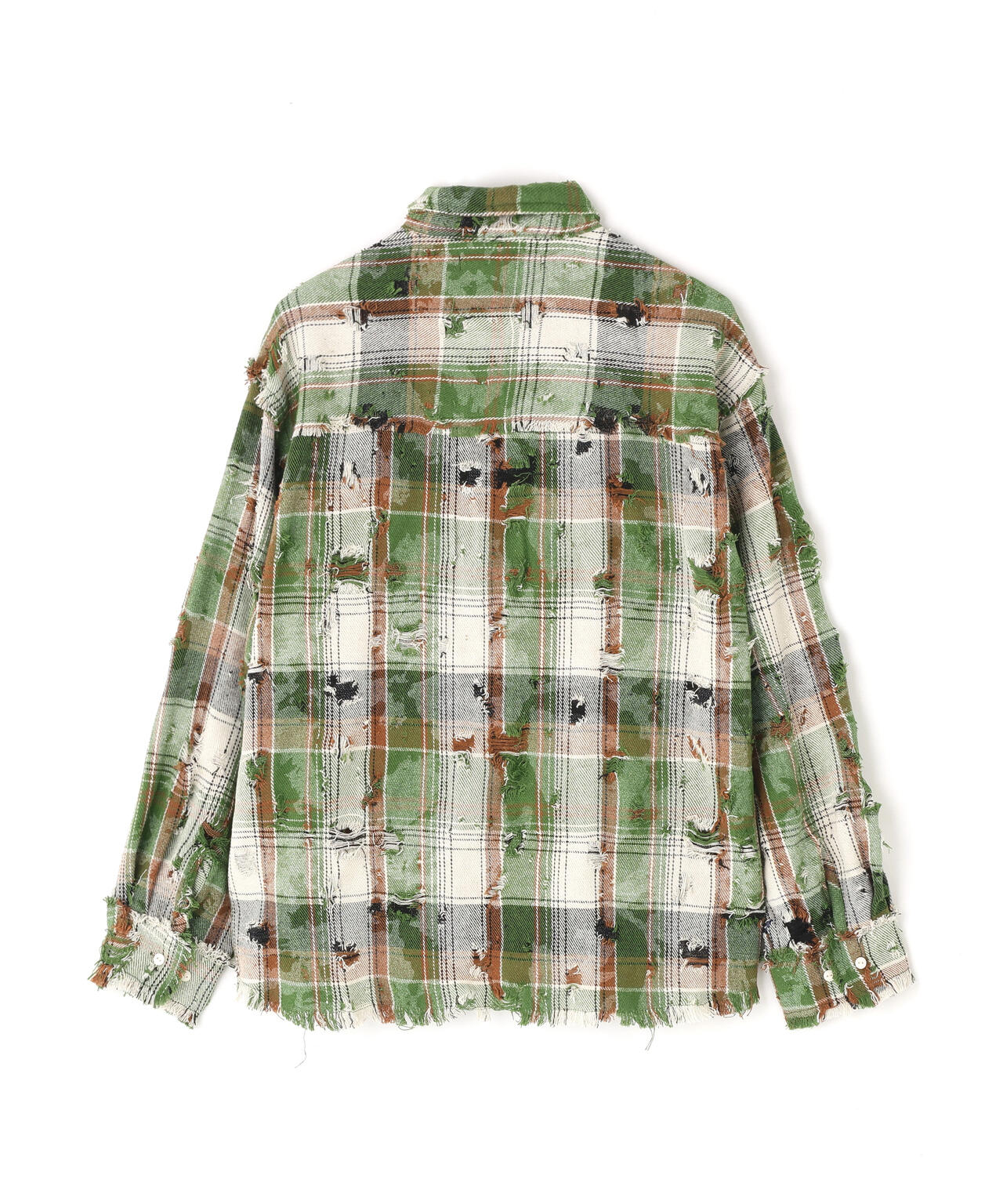 DankeSchon/ダンケシェーン/DAMAGE CAMO CHECK L/S SHIRTS