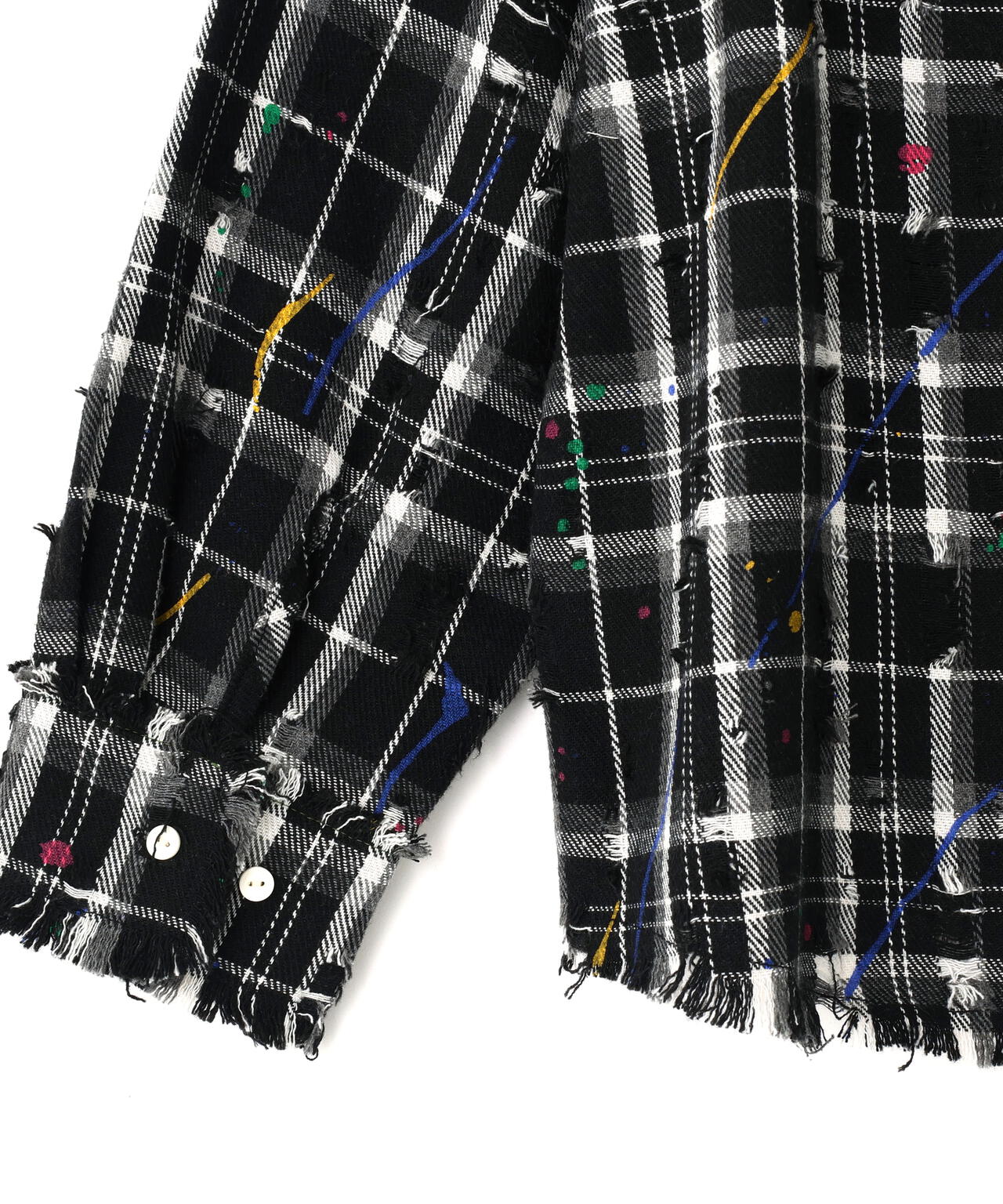 DankeSchon/ダンケシェーン/DAMAGE PAINT CHECK L/S SHIRTS