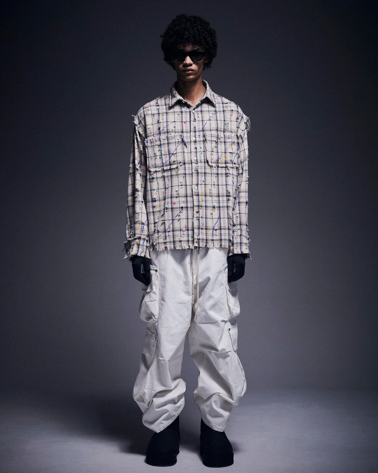 DankeSchon/ダンケシェーン/DAMAGE PAINT CHECK L/S SHIRTS | L.H.P