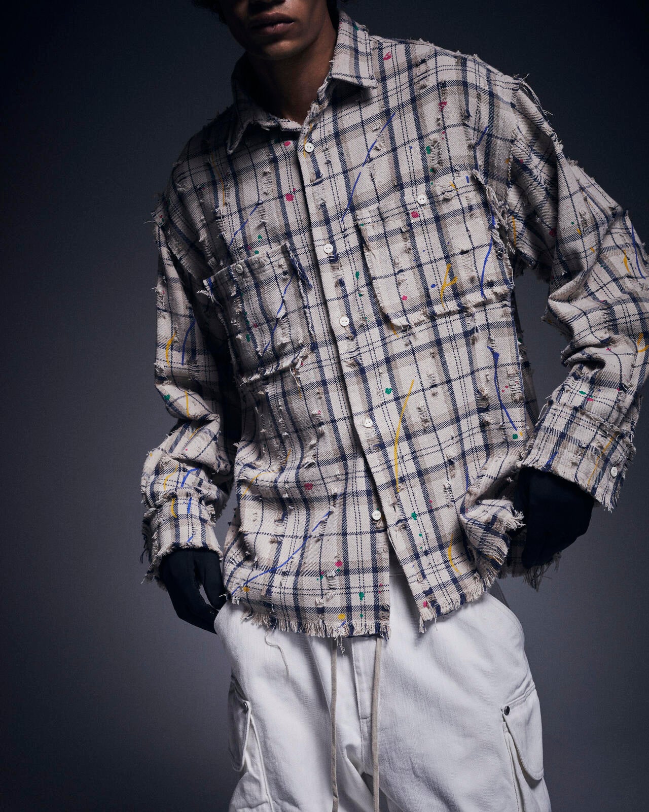 DankeSchon/ダンケシェーン/DAMAGE PAINT CHECK L/S SHIRTS | L.H.P