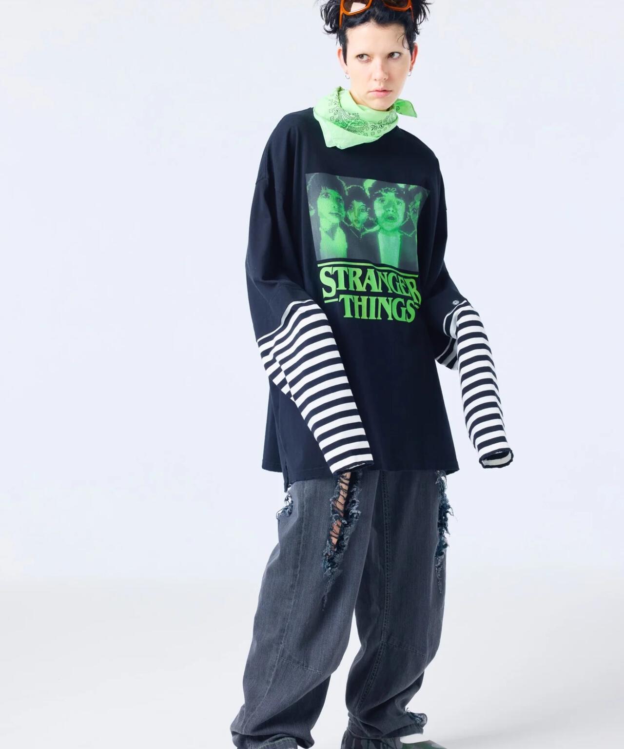 littlesunnybite/× stranger things graphic fake layered long tee