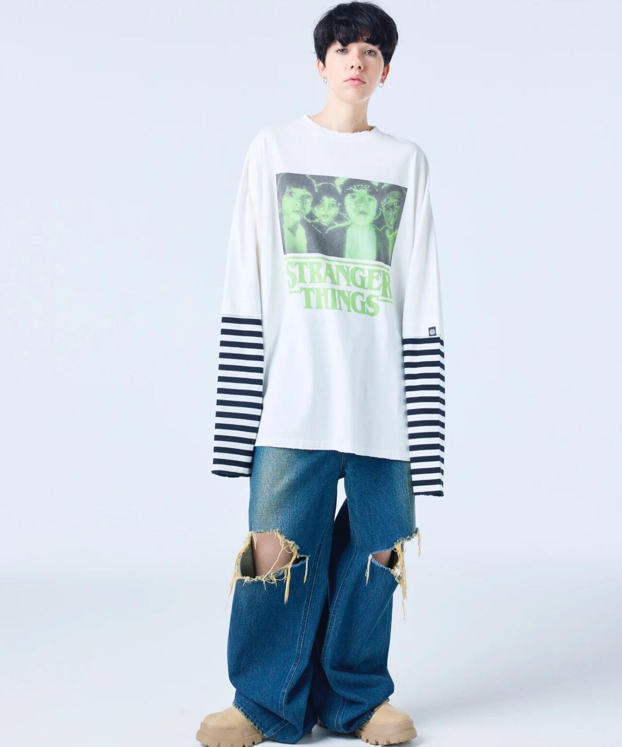 littlesunnybite/× stranger things graphic fake layered long tee