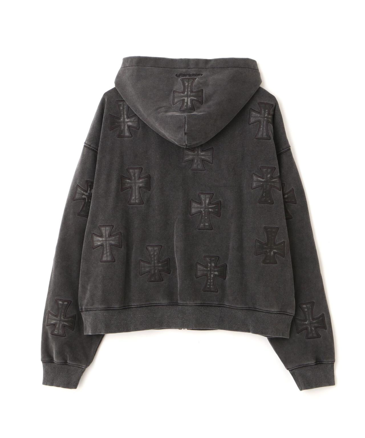 UNKNOWNLONDON/アンノウンロンドン/【LHP EXCLUSIVE】LEATHER CROSS ZIP HOODIE