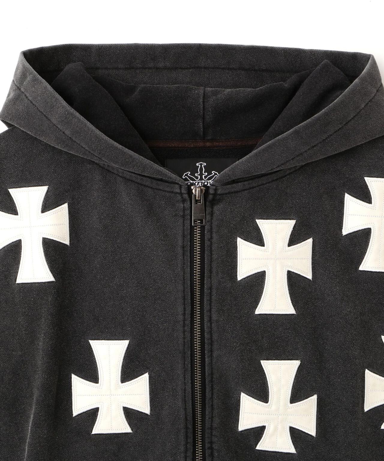 アンノウンロンドン パーカー XL UNKNOWNLONDON/アンノウンロンドン/LHP別注 Leather Cross Zip Hoodie
