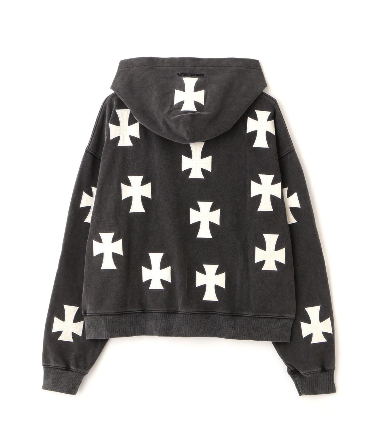 UNKNOWNLONDON/アンノウンロンドン/【LHP EXCLUSIVE】LEATHER CROSS ZIP HOODIE