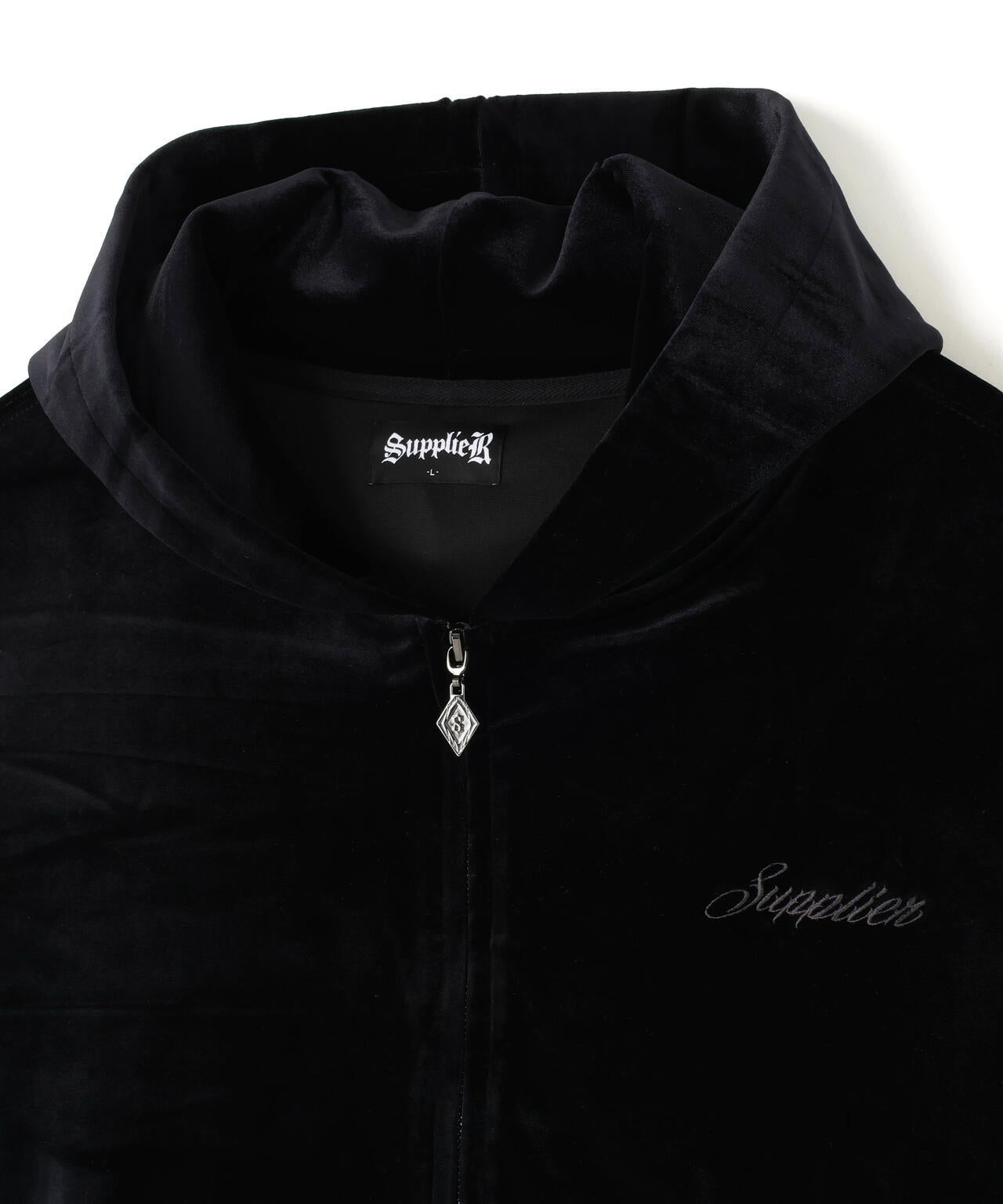 SUPPLIER/サプライヤー/Cross Rhinestone Velour Zip Hoodie | L.H.P