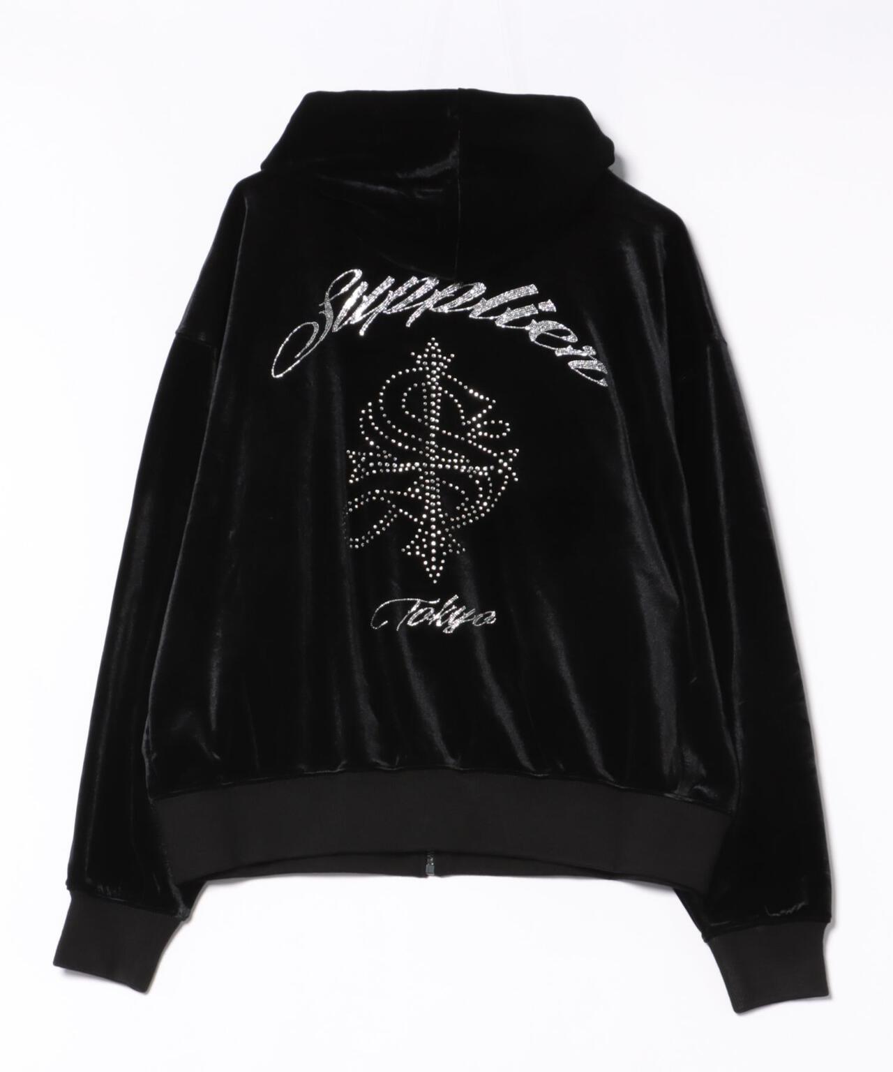 SUPPLIER/サプライヤー/Cross Rhinestone Velour Zip Hoodie | L.H.P