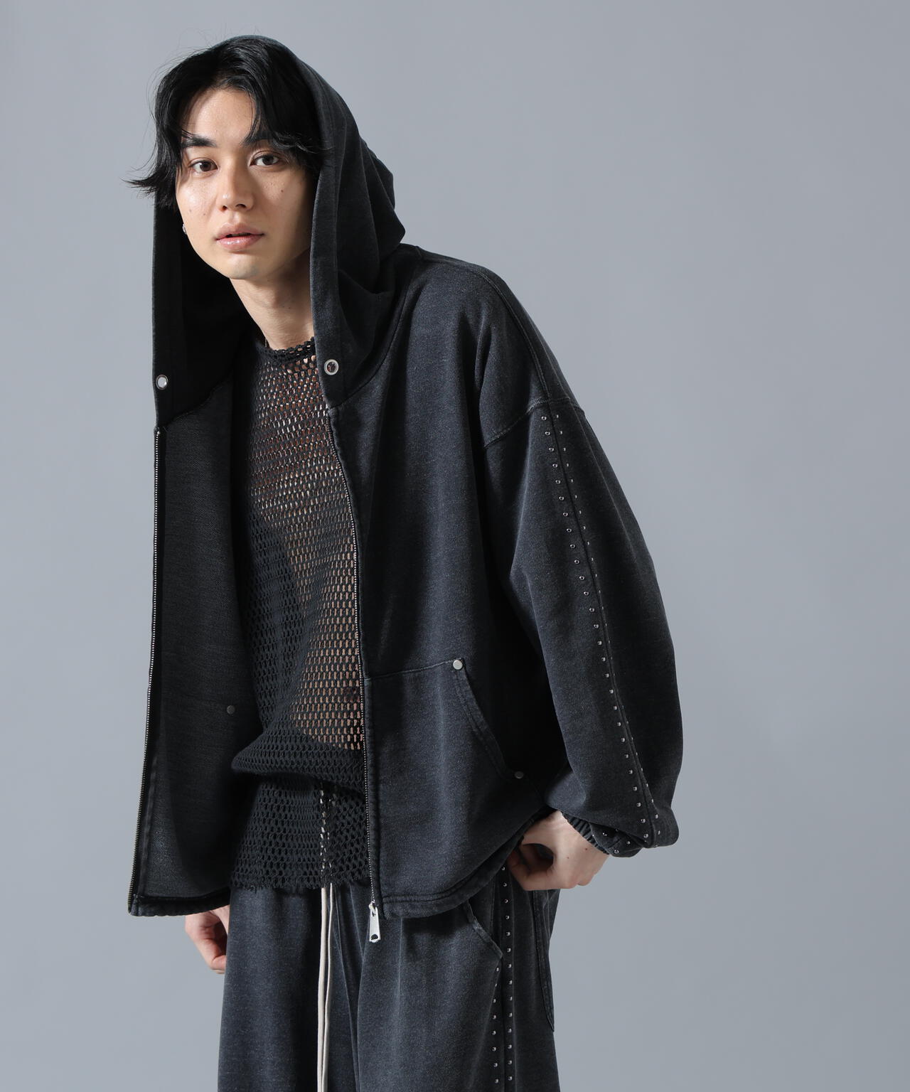 WEB&DEPOT限定】DankeSchon/ダンケシェーン/STUDS SWEAT ZIP HOODIE