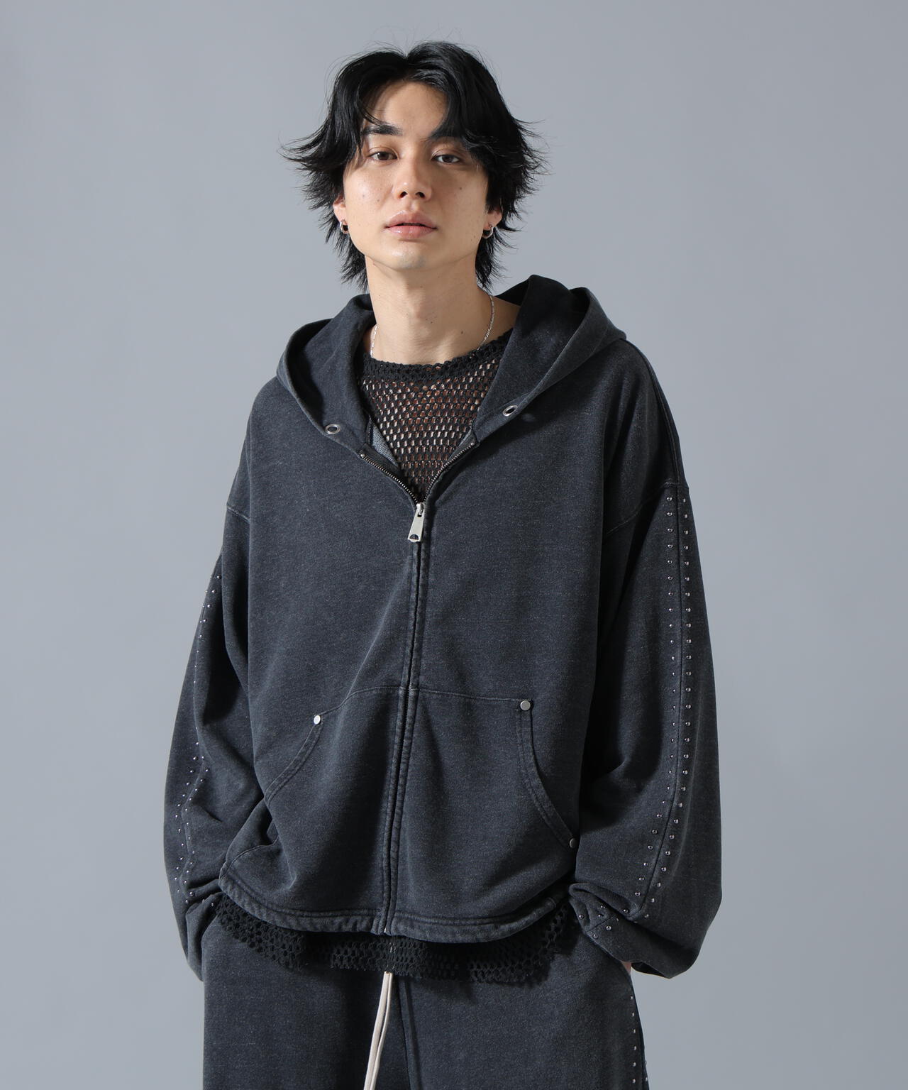 WEB&DEPOT限定】DankeSchon/ダンケシェーン/STUDS SWEAT ZIP HOODIE