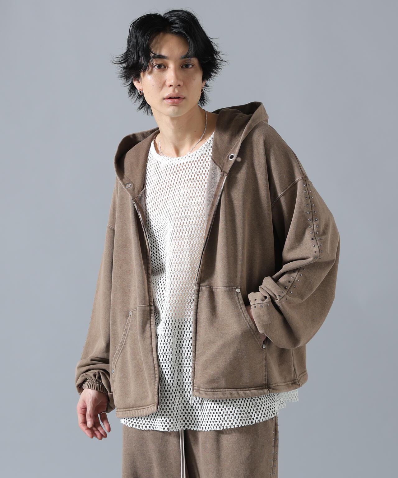 WEB&DEPOT限定】DankeSchon/ダンケシェーン/STUDS SWEAT ZIP HOODIE
