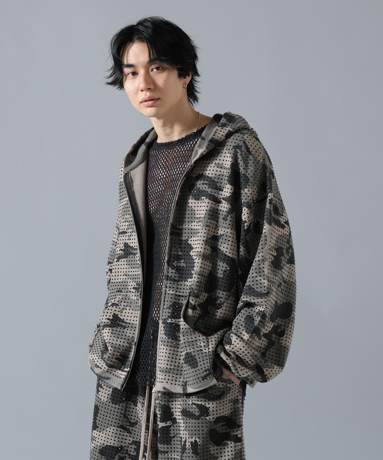 タン DankeSchon/ダンケシェーン/CAMO LINESTONE ZIP HOODIE | L.H.P