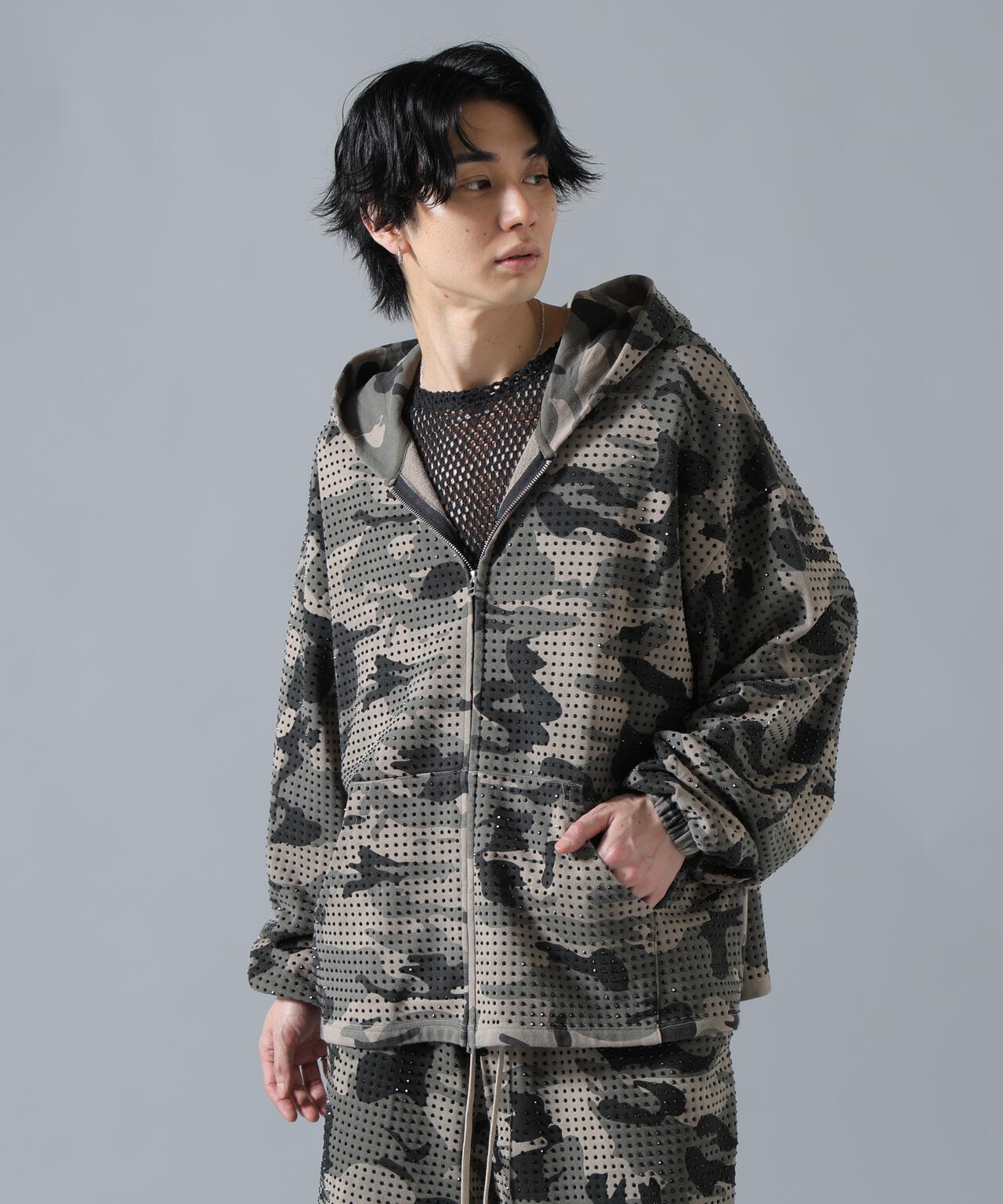 DankeSchon/ダンケシェーン/CAMO LINESTONE ZIP HOODIE | L.H.P