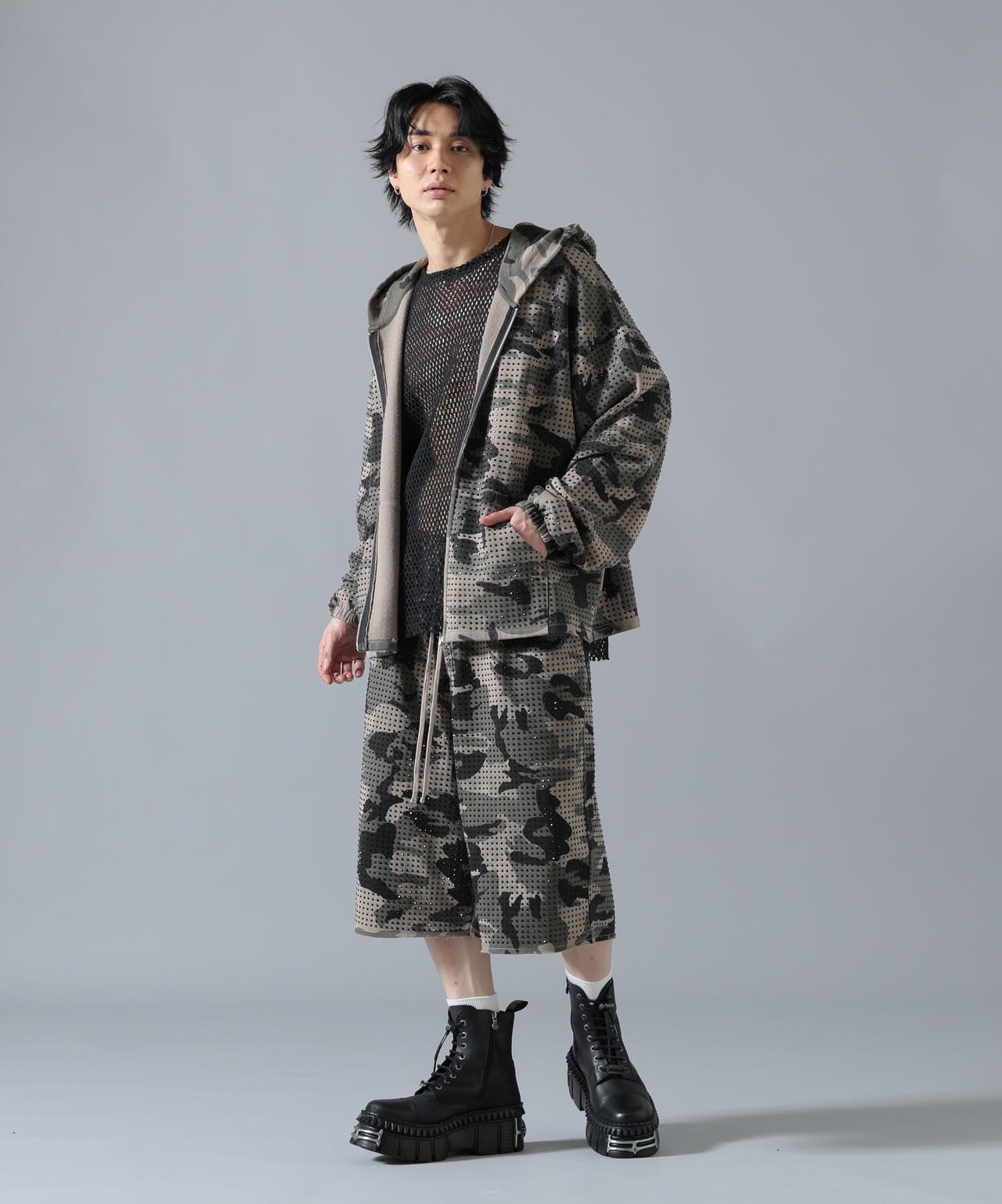 DankeSchon/ダンケシェーン/CAMO LINESTONE ZIP HOODIE | L.H.P