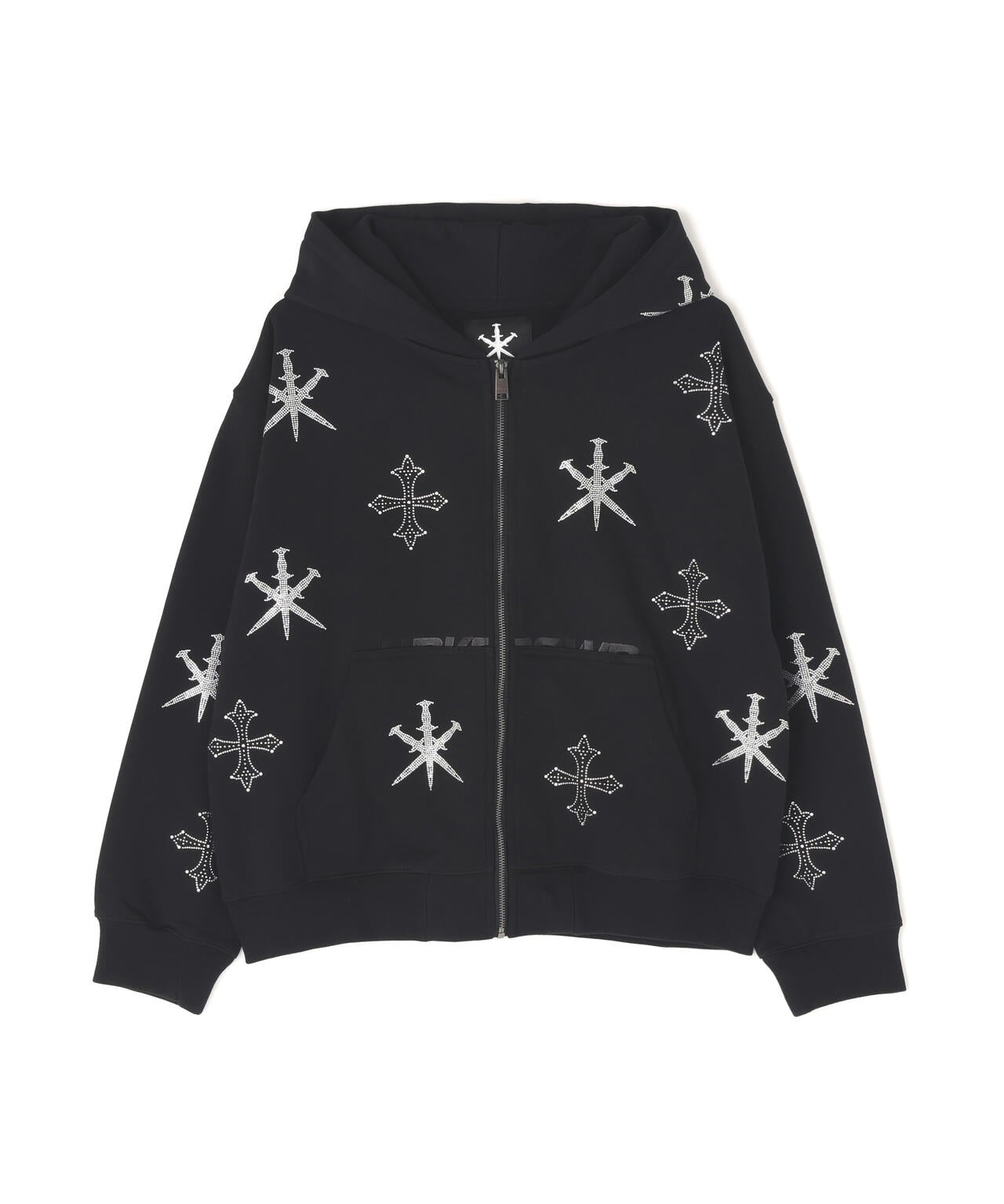 UNKNOWNLONDON/アンノウンロンドン/Dagger Cross Rhinestone Zip Hoodie
