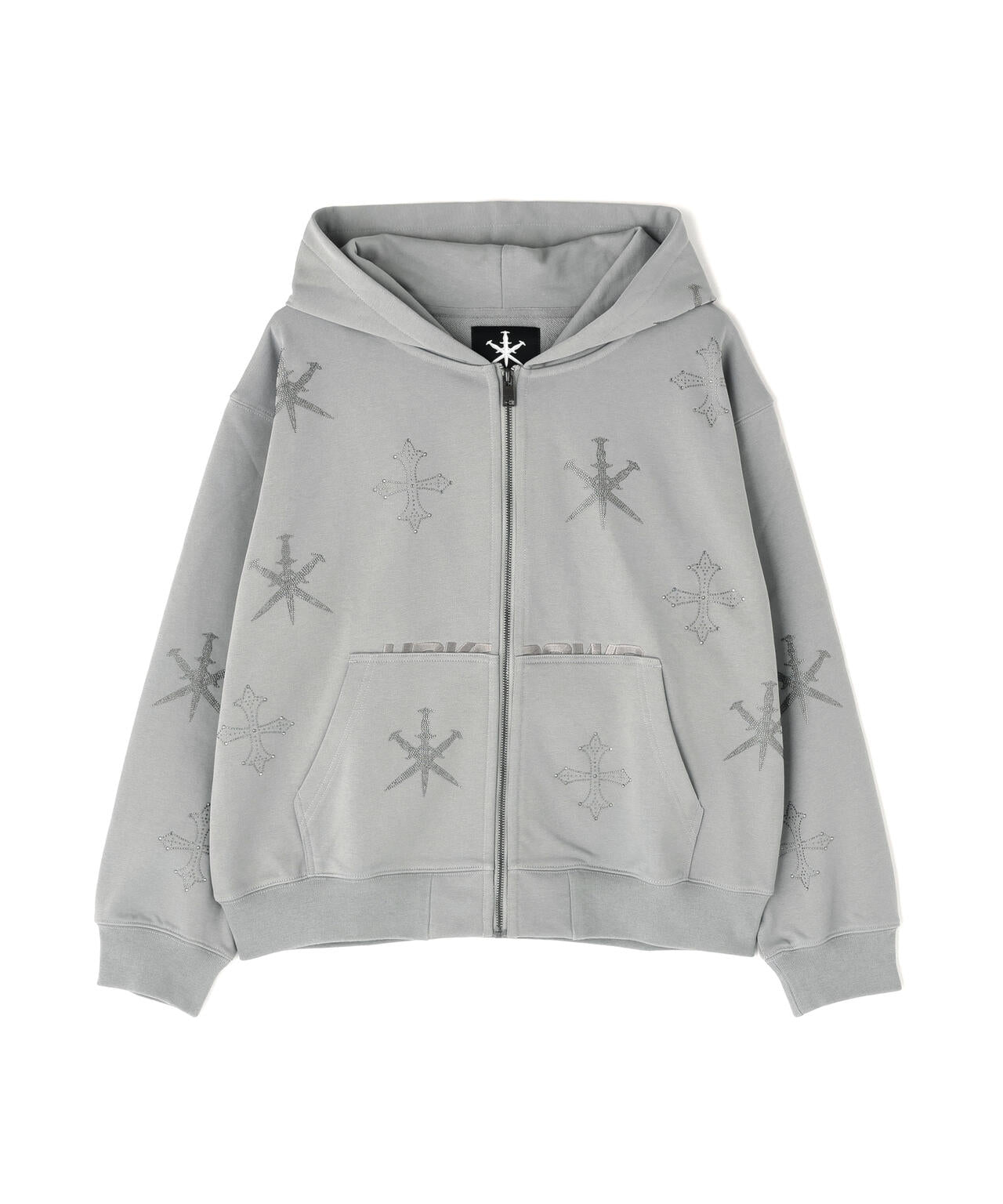 UNKNOWNLONDON/アンノウンロンドン/Dagger Cross Rhinestone Zip Hoodie