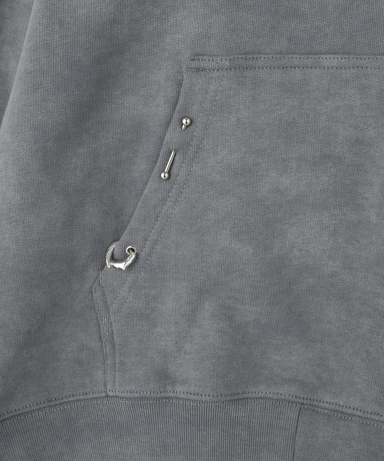 UNKNOWNLONDON/アンノウンロンドン/Dagger Cross Leather Patch Zip Hoodie