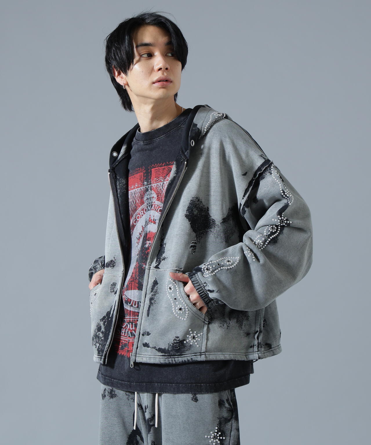 DankeSchon/ダンケシェーン/STUDS SWEAT ZIP HOODIE | L.H.P