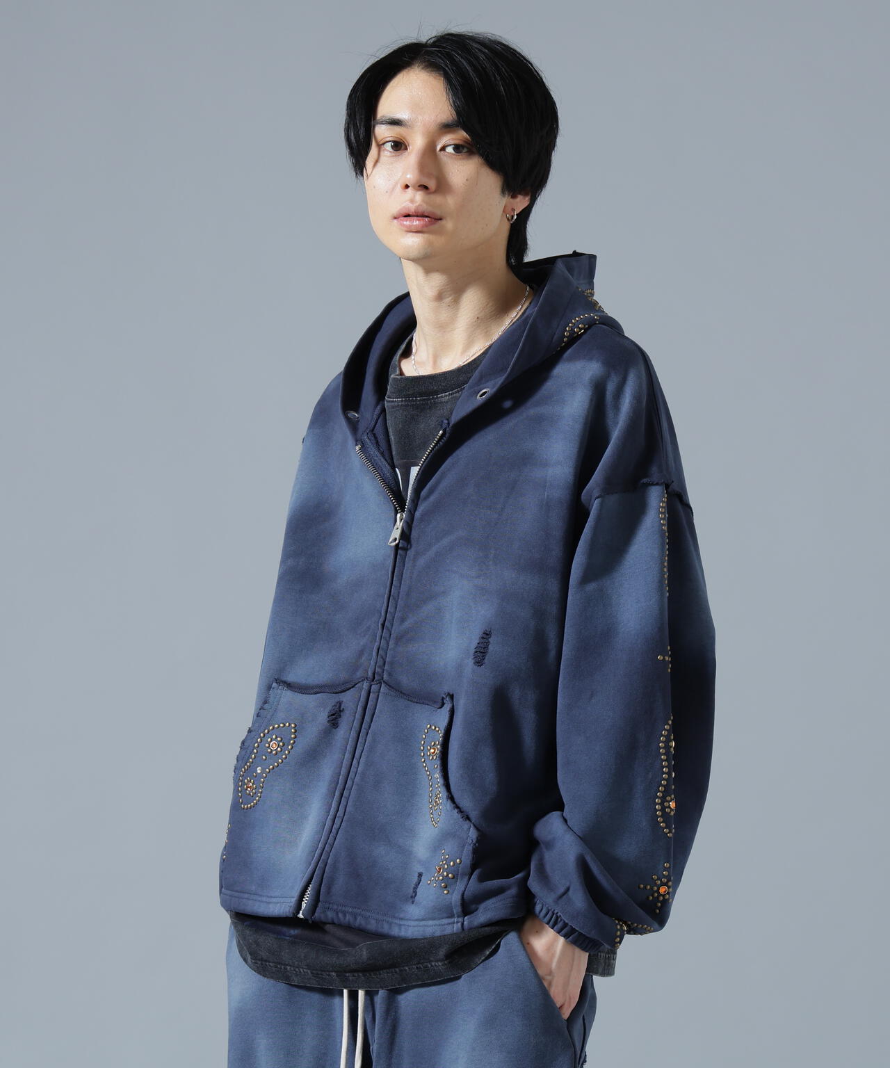 DankeSchon/ダンケシェーン/STUDS SWEAT ZIP HOODIE | L.H.P