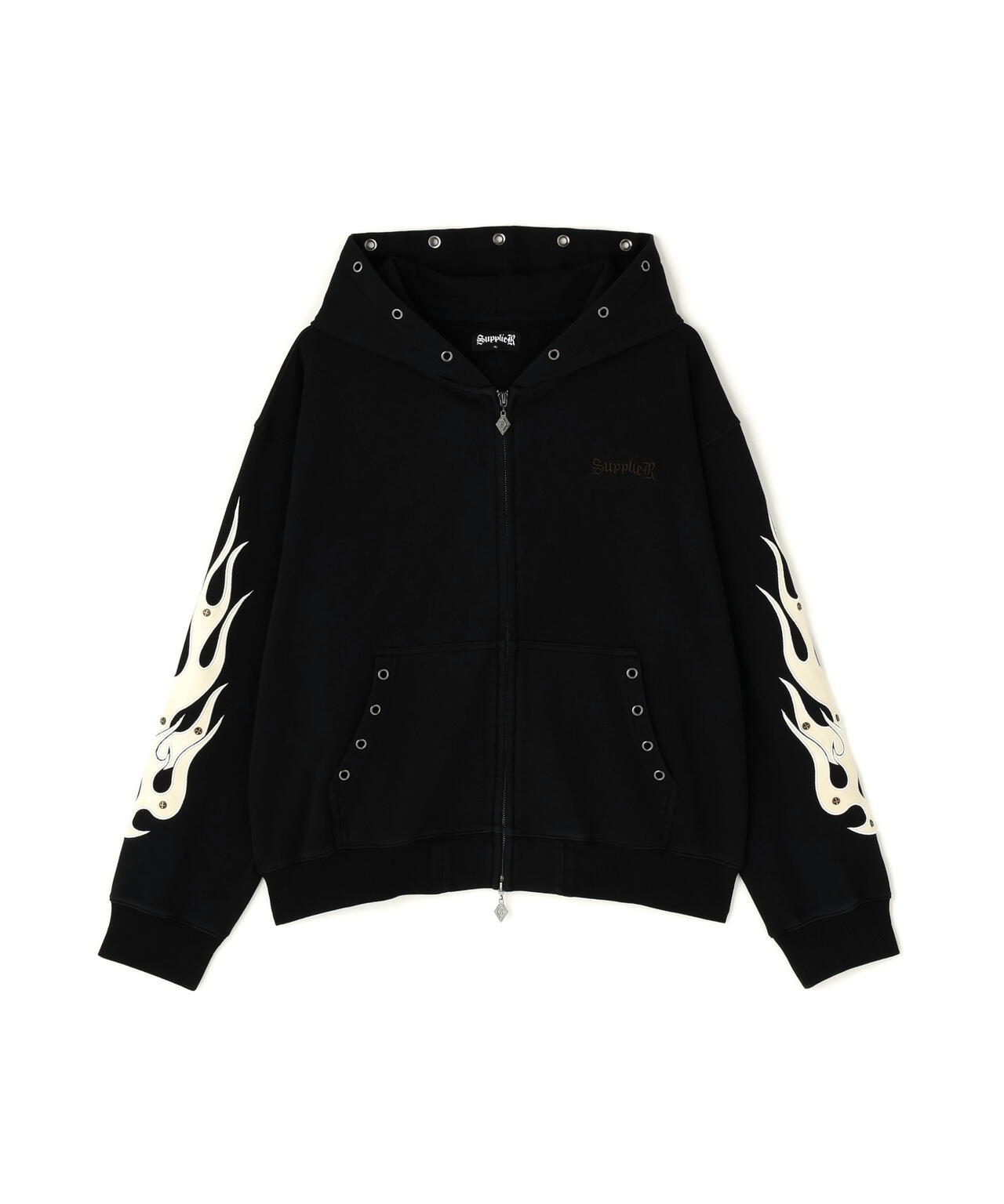 SUPPLIER/サプライヤー/Fire Tribal Leather Patch Zip Hoodie