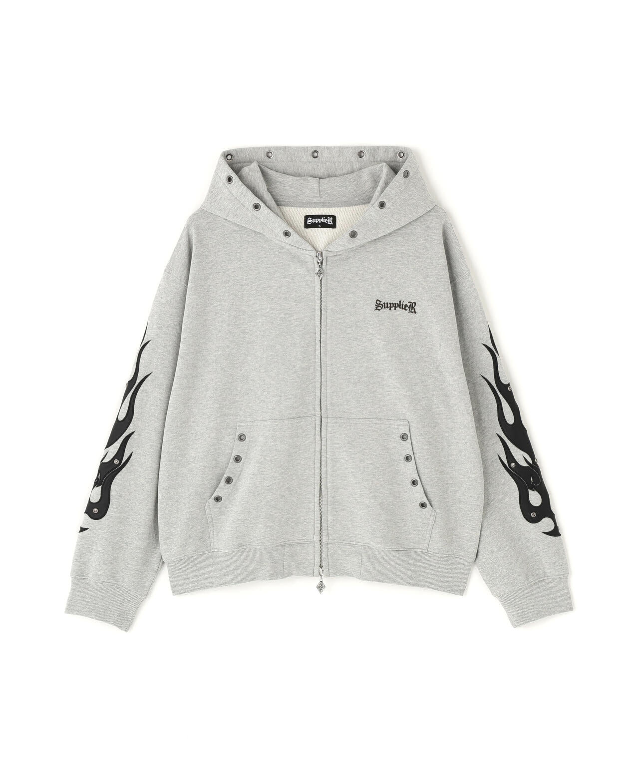 SUPPLIER/サプライヤー/Fire Tribal Leather Patch Zip Hoodie