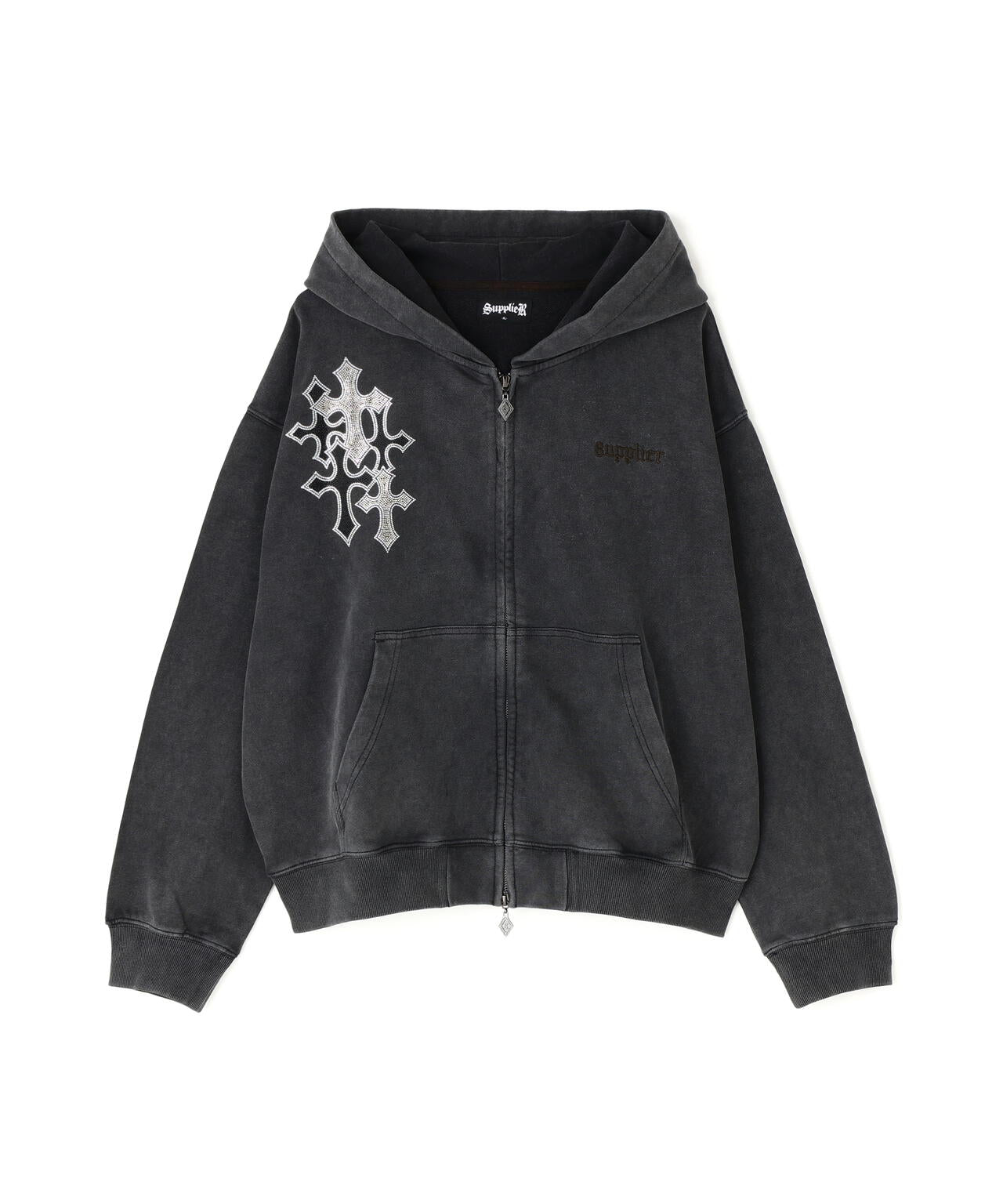SUPPLIER/サプライヤー/MULTIPLE CROSS  RHINESTONE ZIP HOODIE