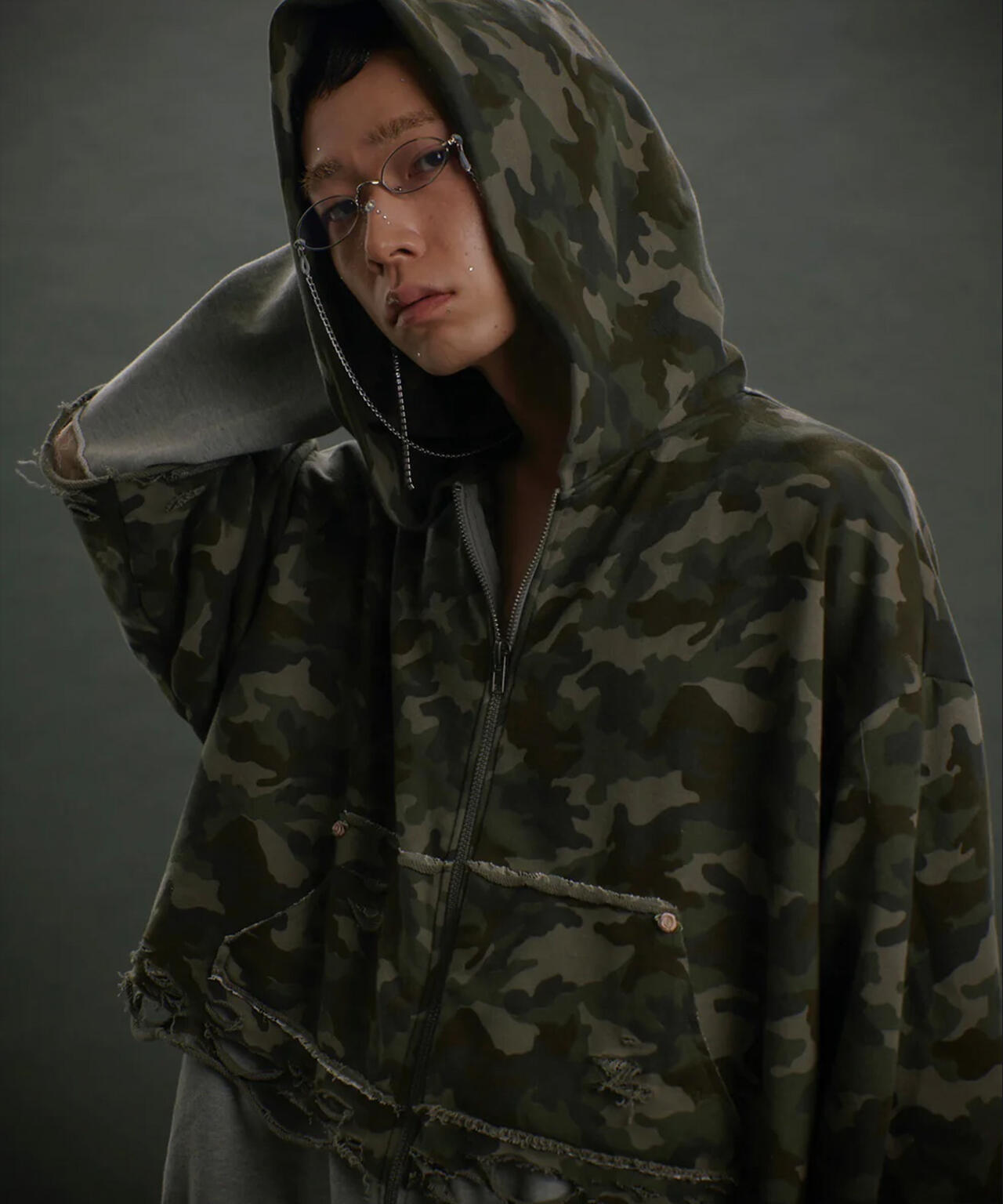 トップス neith. Layered Crush Hoodie neith./ネイス/Layered Crush Hoodie(Camo×Gray) | L.H.P