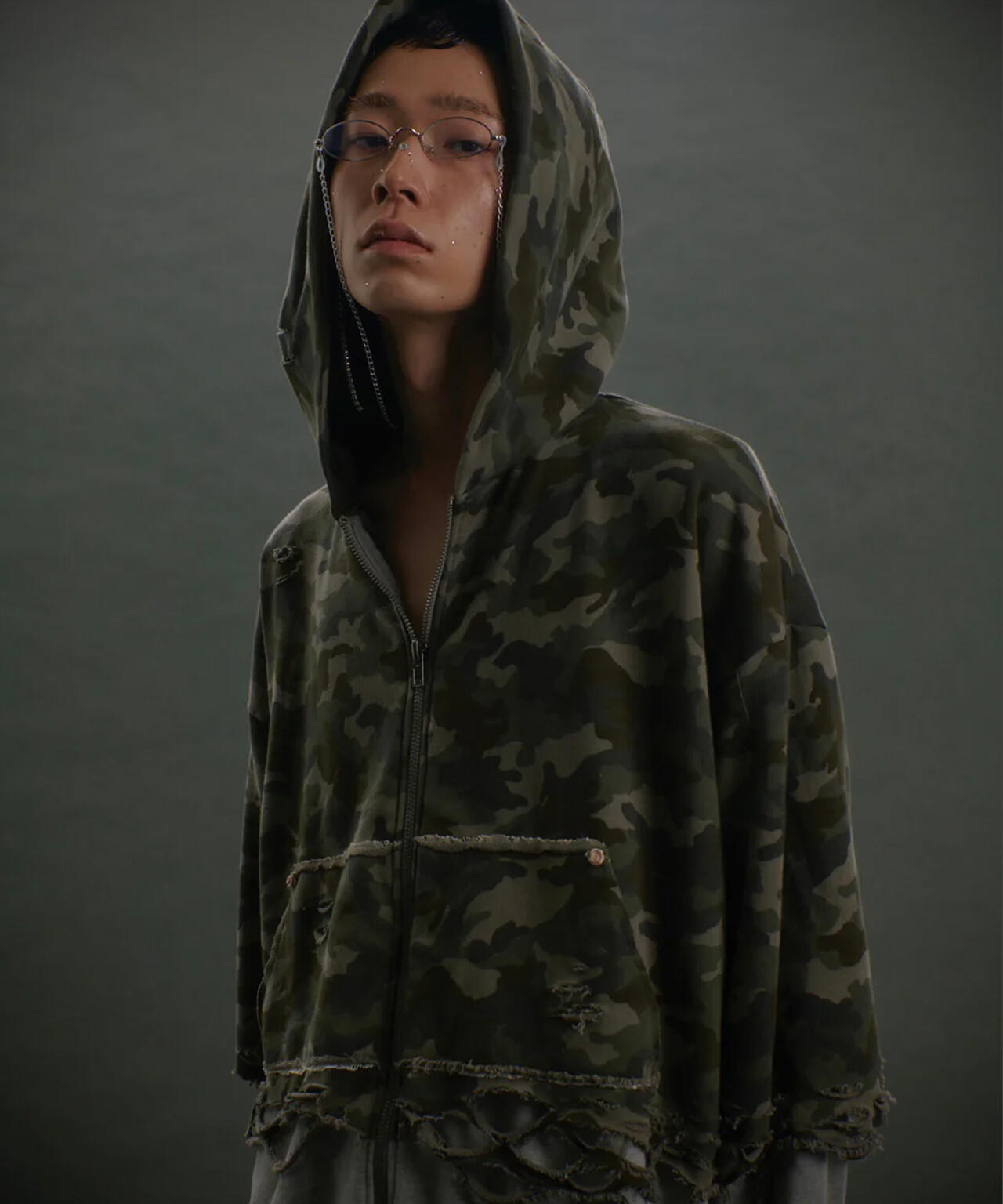neith. Layered Crush Hoodie たかと着用 neith./ネイス/Layered Crush Hoodie(Camo×Gray) | L.H.P