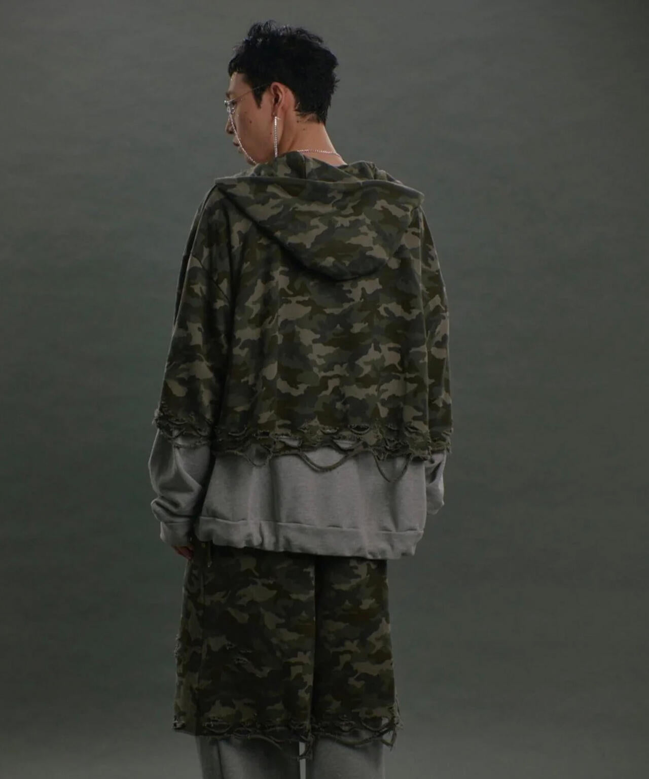 neith./ネイス/Layered Crush Hoodie(Camo×Gray) | L.H.P
