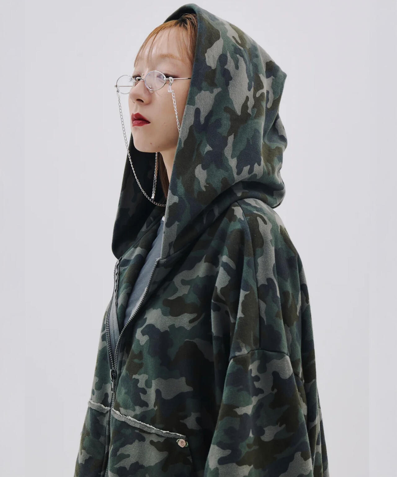 neith./ネイス/Layered Crush Hoodie(Camo×Gray) | L.H.P