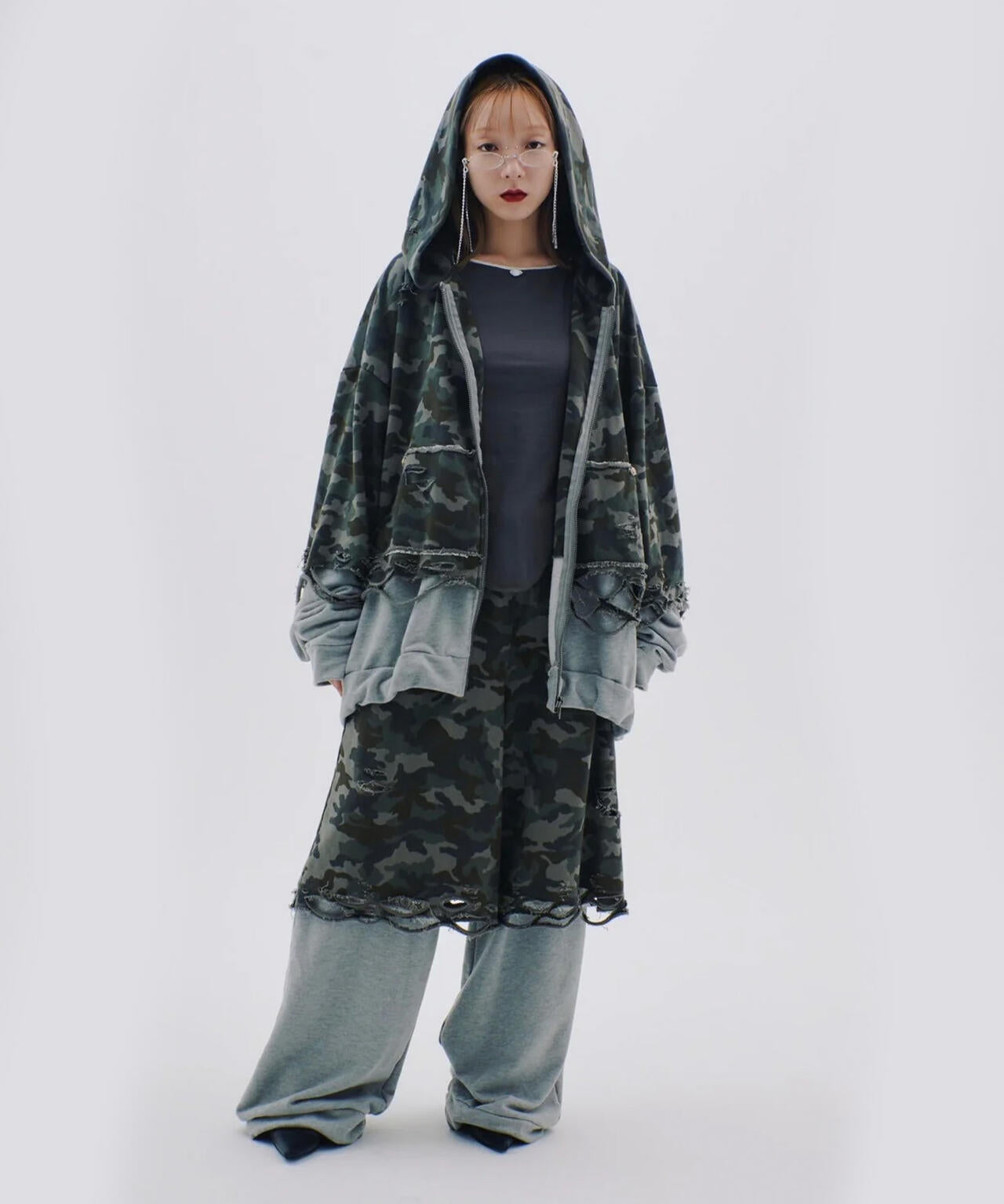 トップス neith. Layered Crush Hoodie neith./ネイス/Layered Crush Hoodie(Camo×Gray) | L.H.P