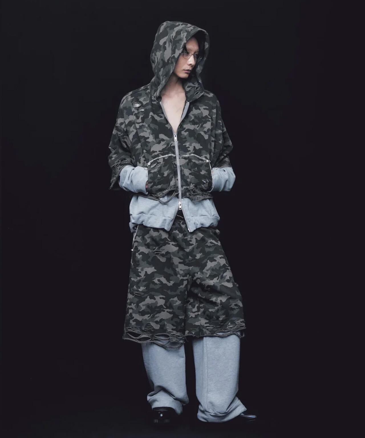 neith./ネイス/Layered Crush Sweat Pants(Camo×Gray) | L.H.P