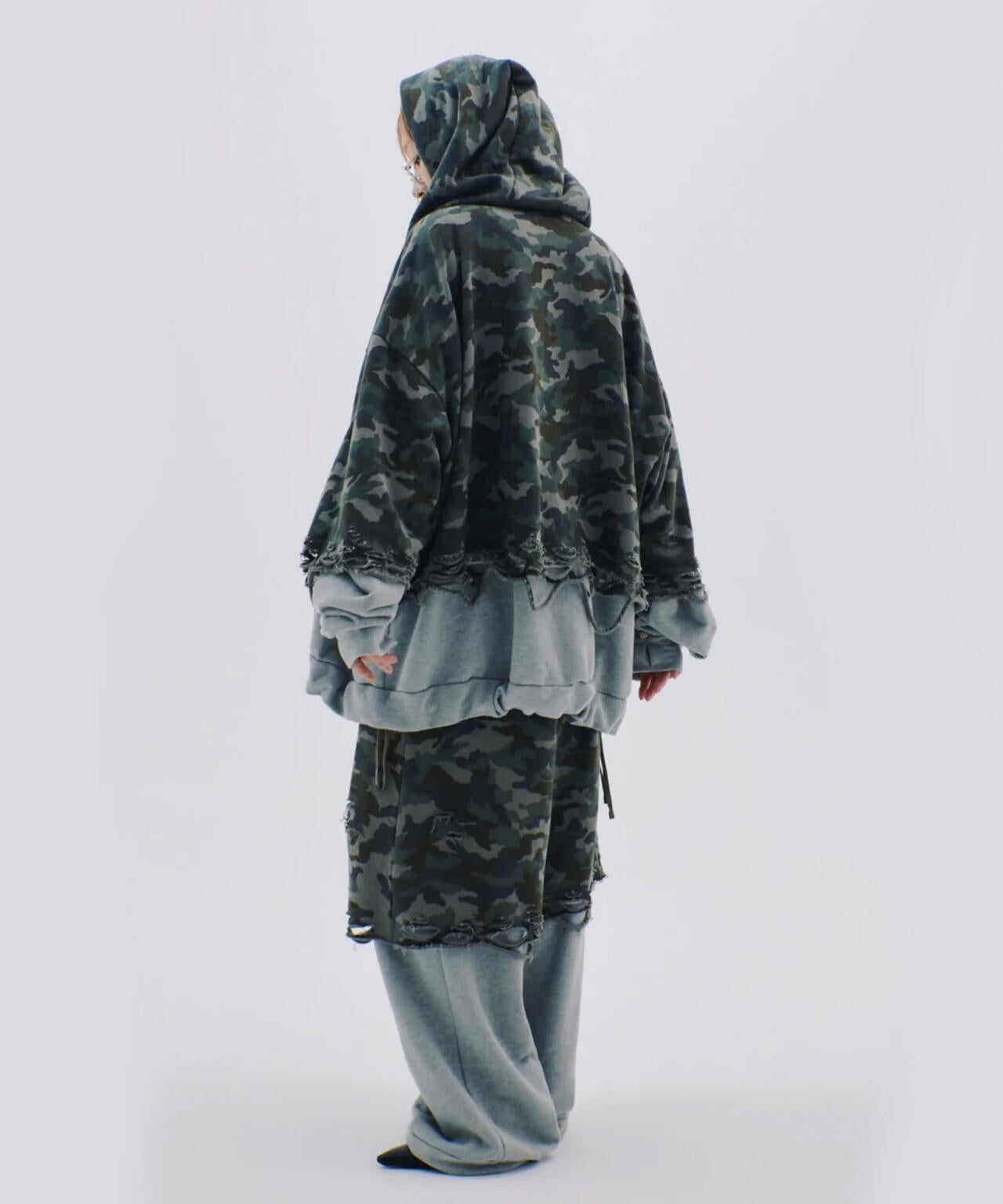 neith./ネイス/Layered Crush Sweat Pants(Camo×Gray) | L.H.P