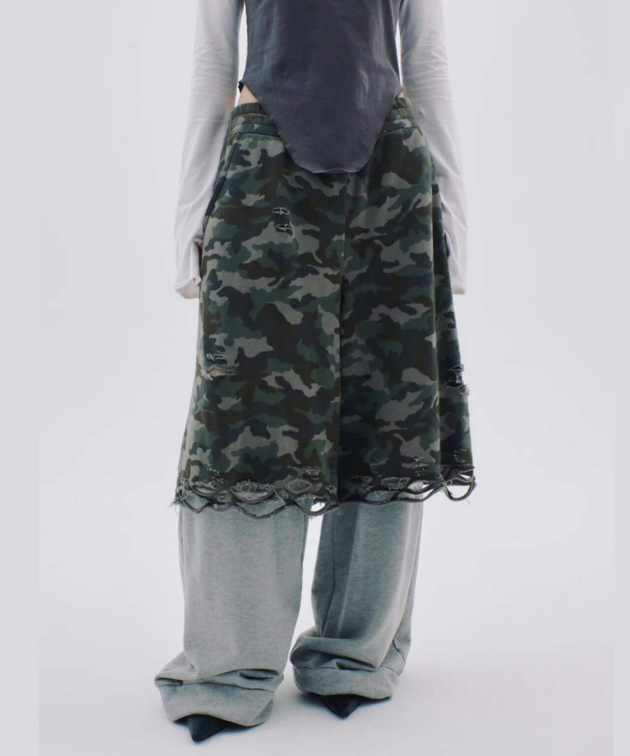 neith./ネイス/Layered Crush Sweat Pants(Camo×Gray) | L.H.P