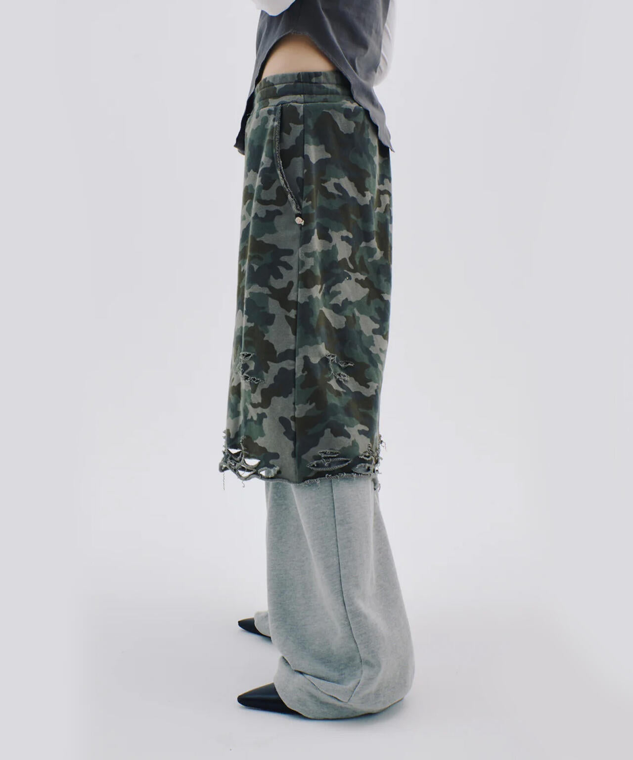 neith./ネイス/Layered Crush Sweat Pants(Camo×Gray) | L.H.P
