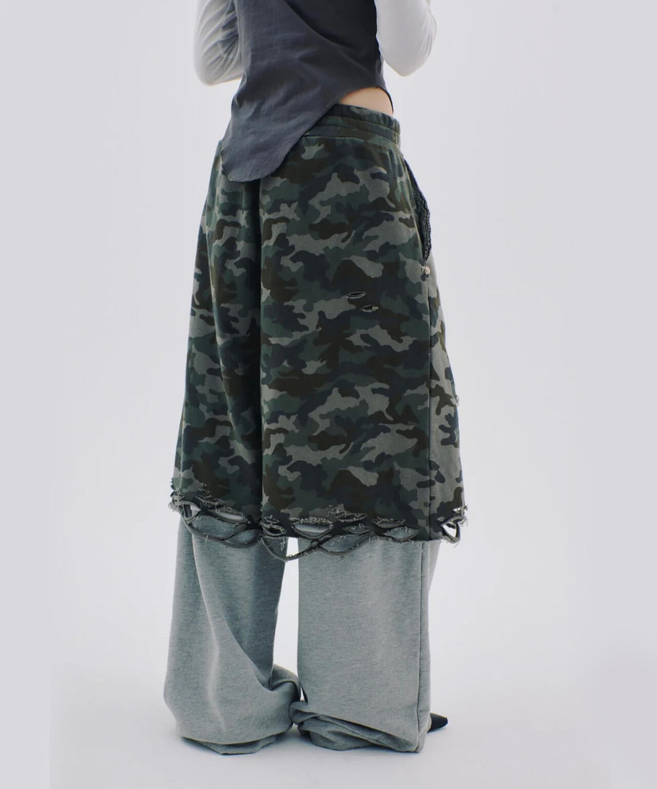 neith./ネイス/Layered Crush Sweat Pants(Camo×Gray) | L.H.P