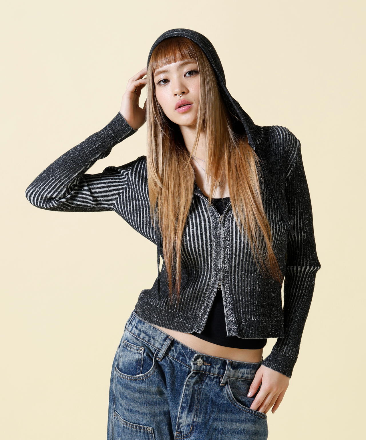 SIS/エスアイエス/Rib Zip Hoodie