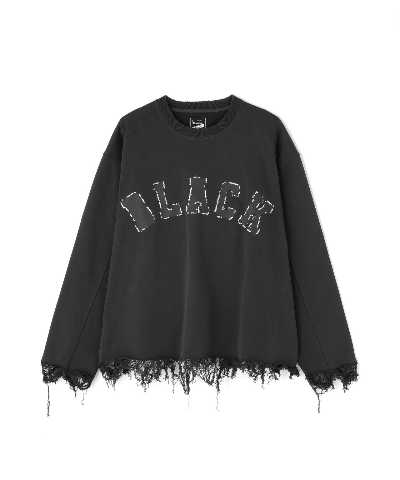 DankeSchon/ダンケシェーン/CUT FRINGE SWEAT CREWNECK BLACK