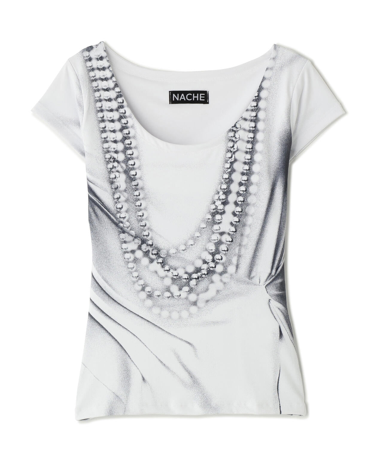 NACHE/ナチェ/PEARL NECKLACE PRINTED T-SHIRT