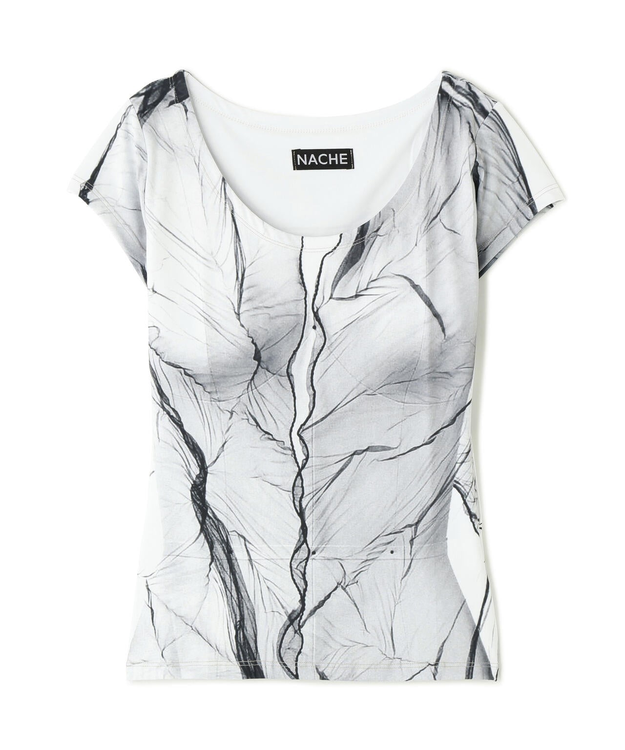 NACHE/ナチェ/SHEER TORSO PRINTED T-SHIRT