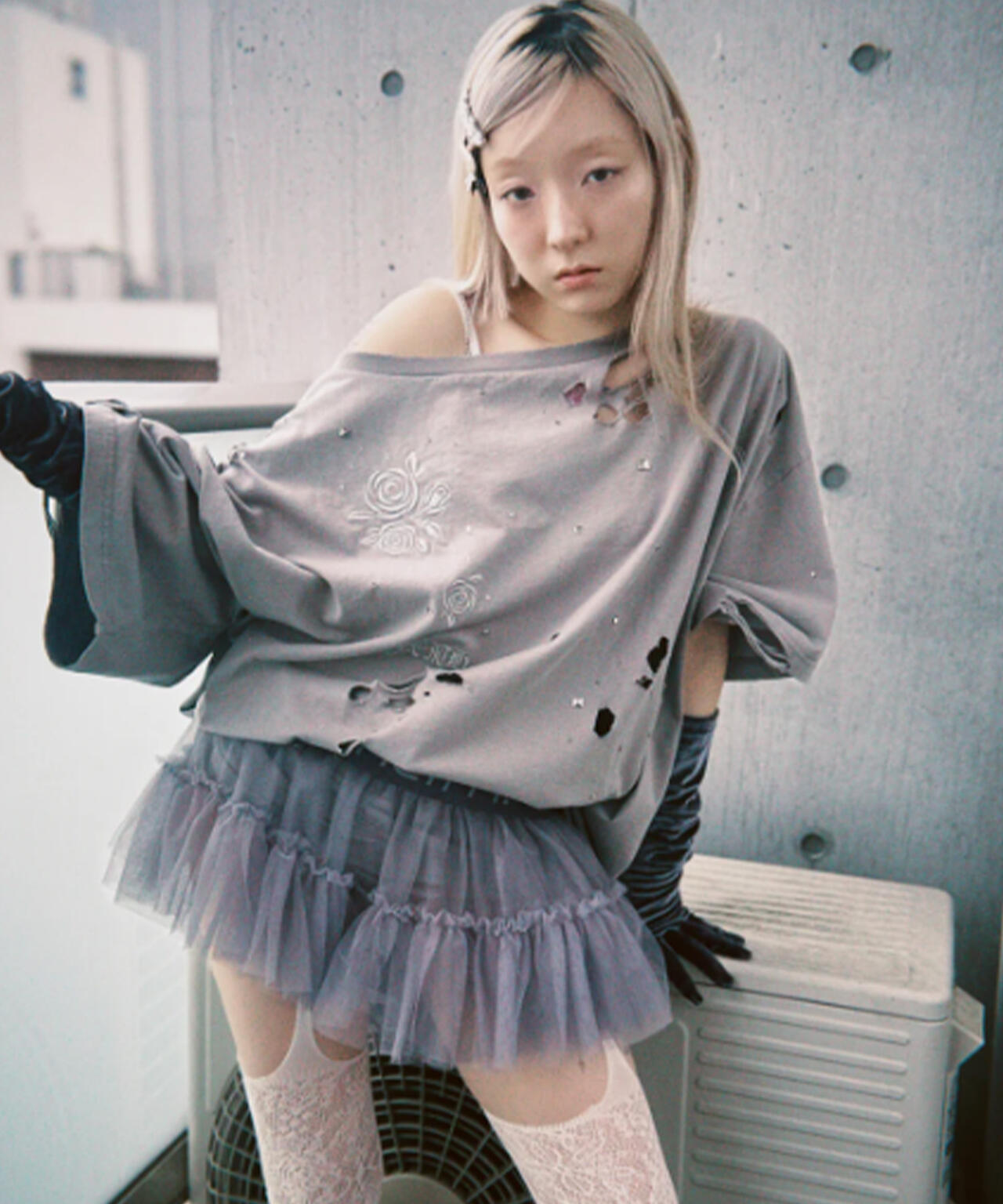 neith. ネイス ヴェール ドレス レース トップス neith./ネイス/Multi Tulle Top(Gray) | L.H.P（エルエイチピー