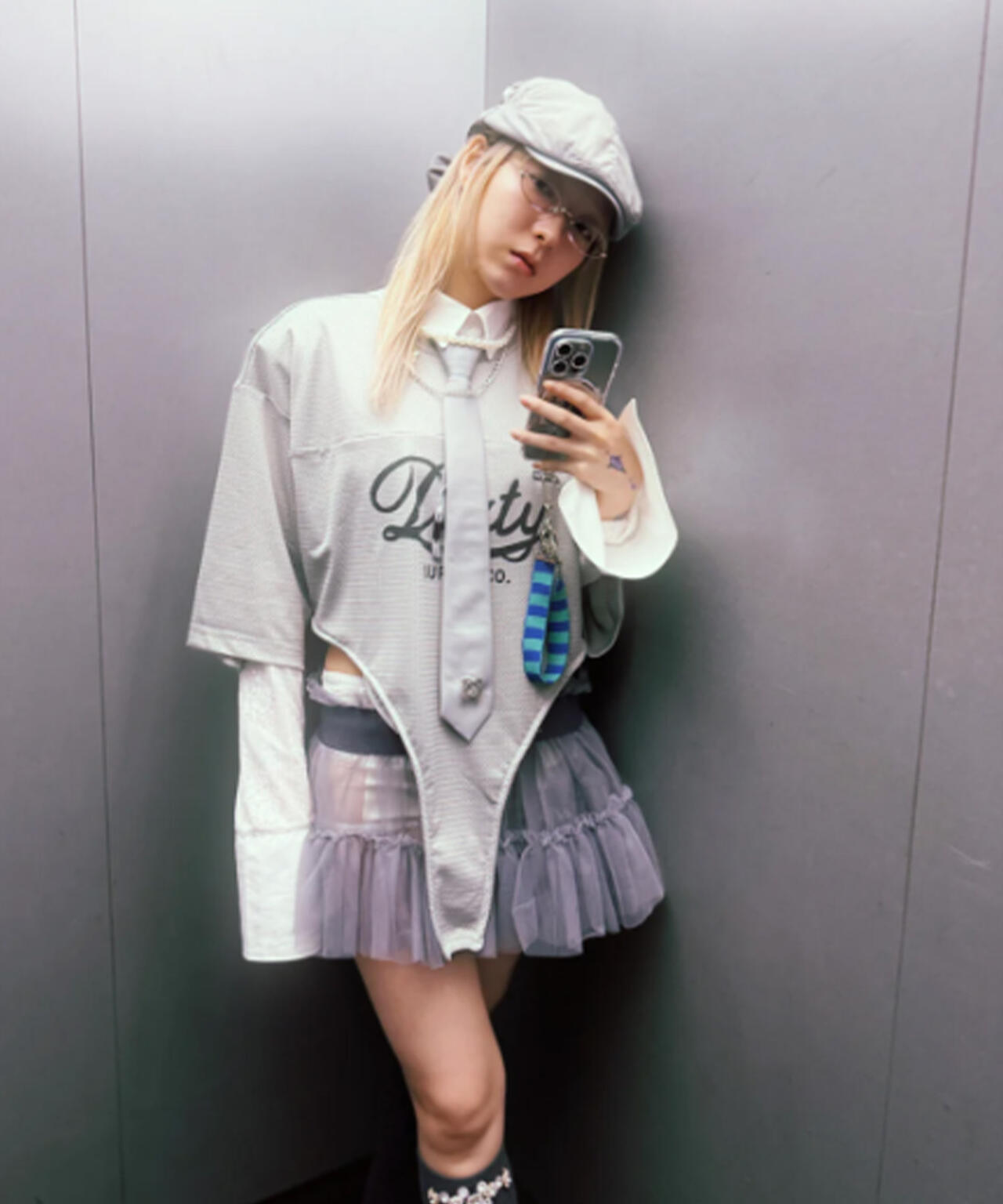 neith./ネイス/Multi Tulle Top(Gray) | L.H.P（エルエイチピー