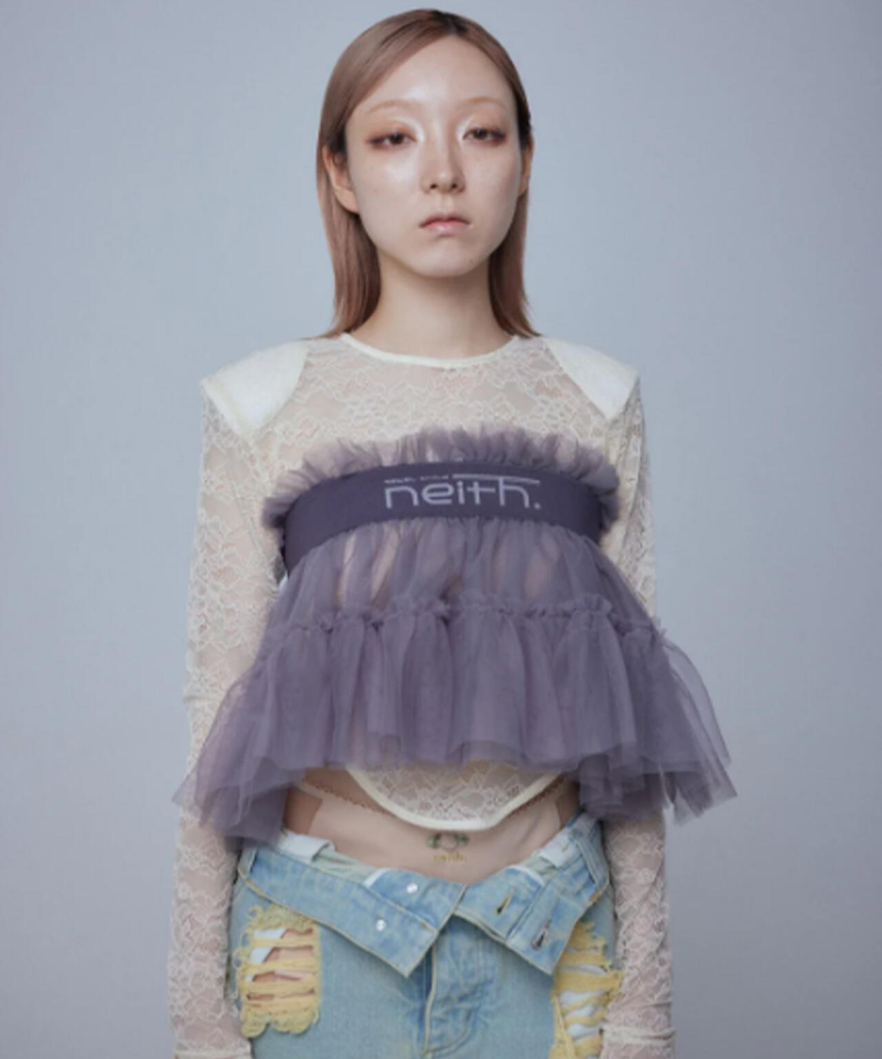 neith./ネイス/Multi Tulle Top(Gray) | L.H.P（エルエイチピー
