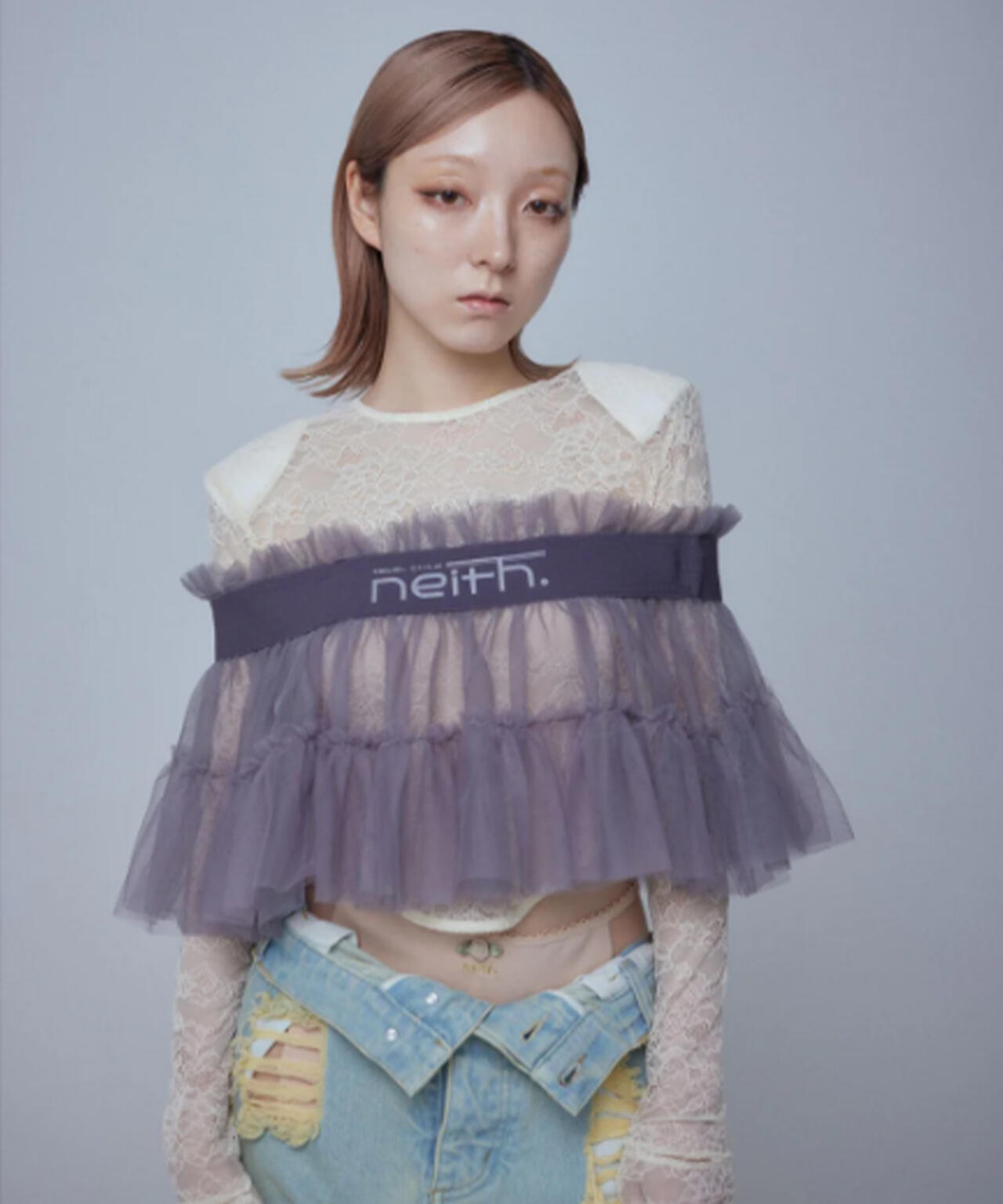 neith./ネイス/Multi Tulle Top(Gray) | L.H.P（エルエイチピー