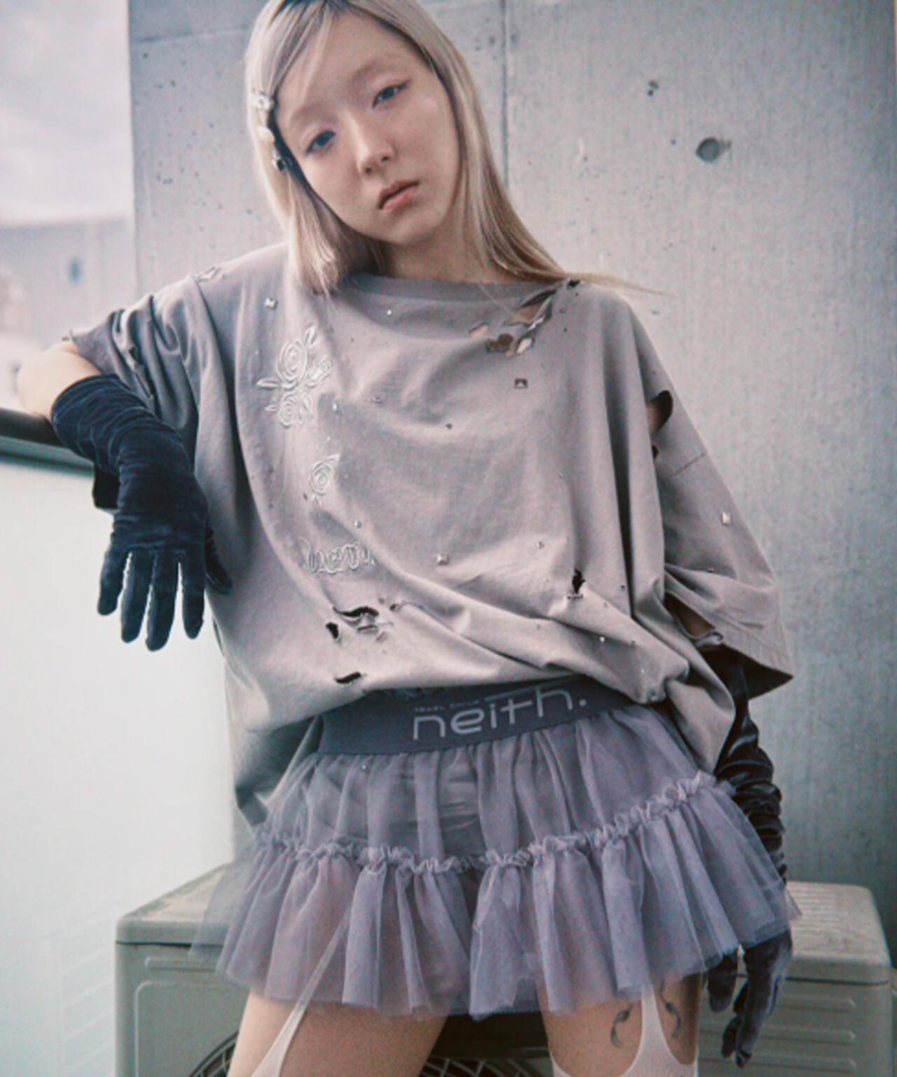 neith./ネイス/Multi Tulle Top(Gray) | L.H.P（エルエイチピー