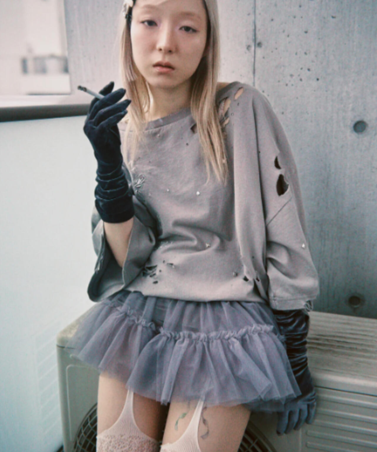 Neith グレー ビスチェ チュール neith ネイス Layered Crush Hoodie