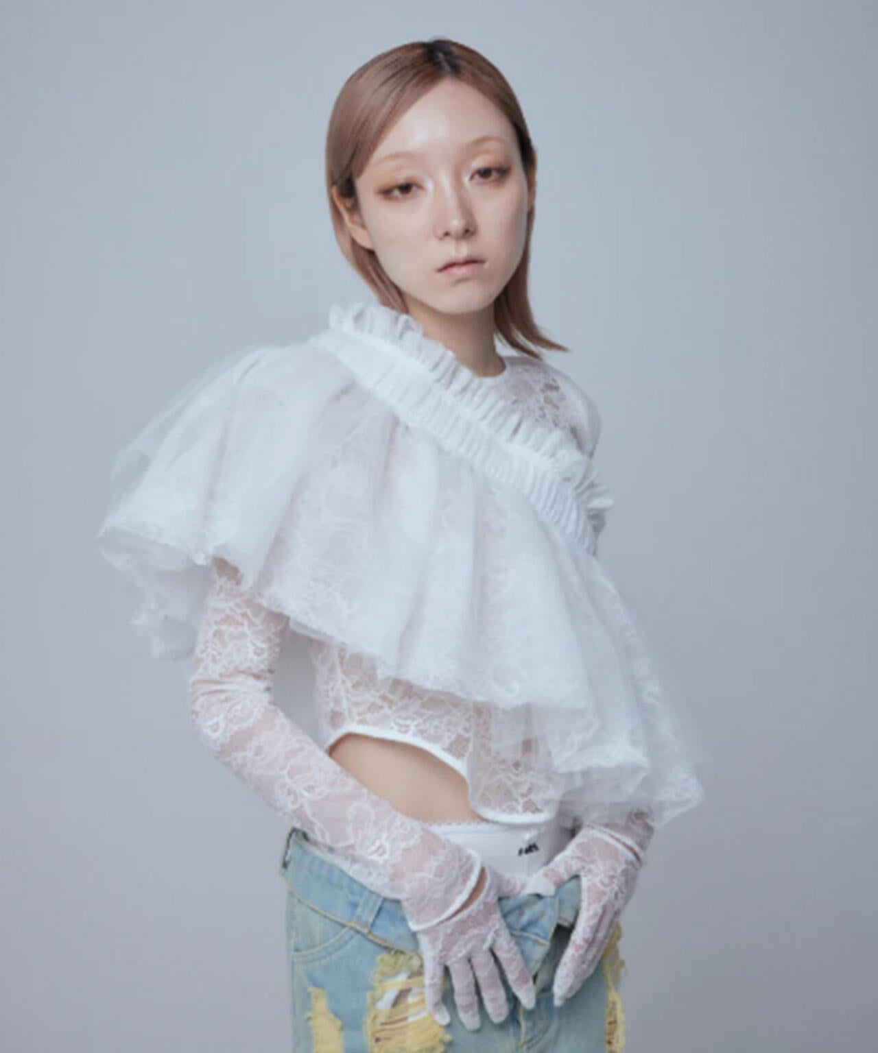 neith. ネイス ヴェール ドレス レース トップス neith./ネイス/Multi Tulle Top(Lace White) | L.H.P（エルエイチピー